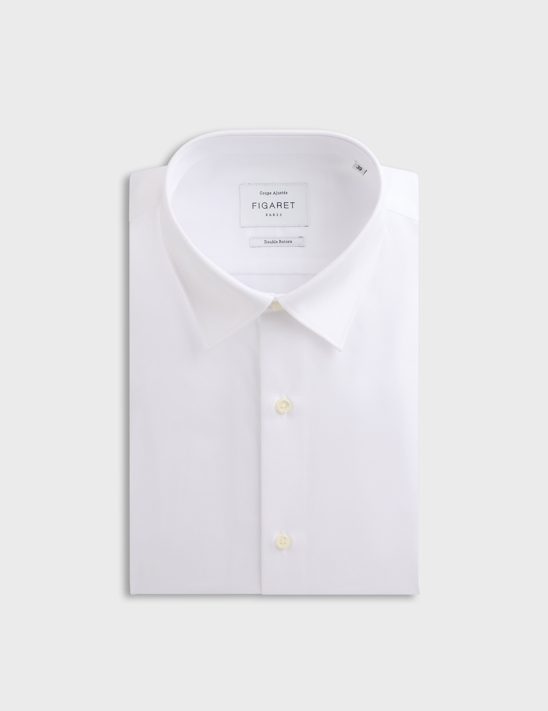 Fitted white shirt - Dobby - Figaret Collar