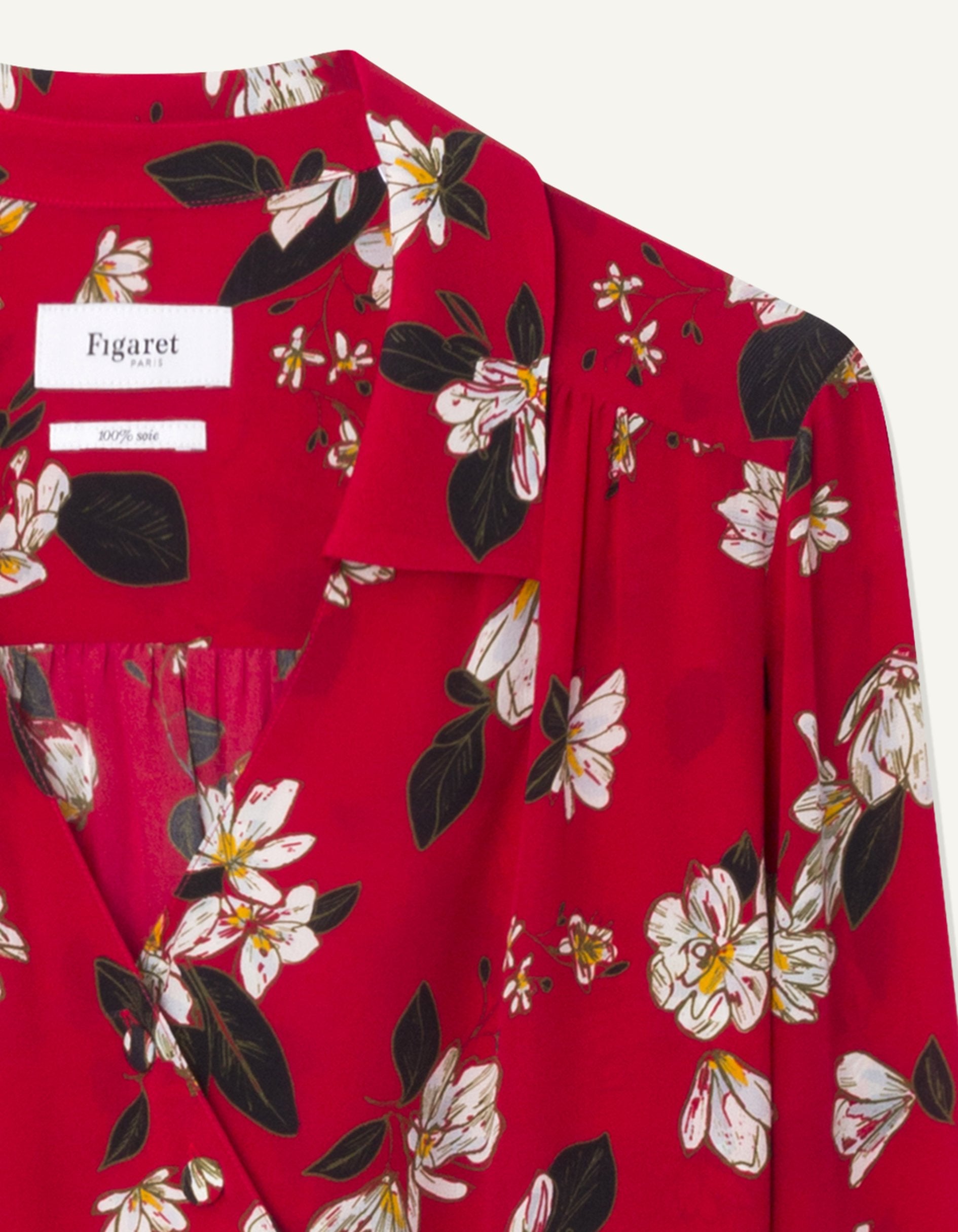 Iris dress in printed red crepe