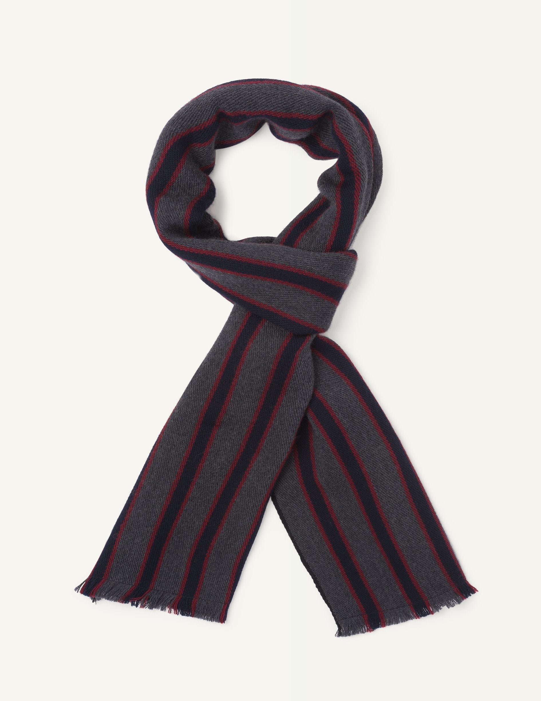 Gray striped wool scarf