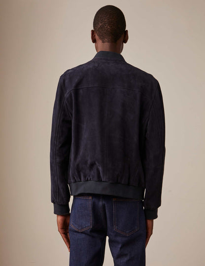Navy suede Léo Teddy jacket