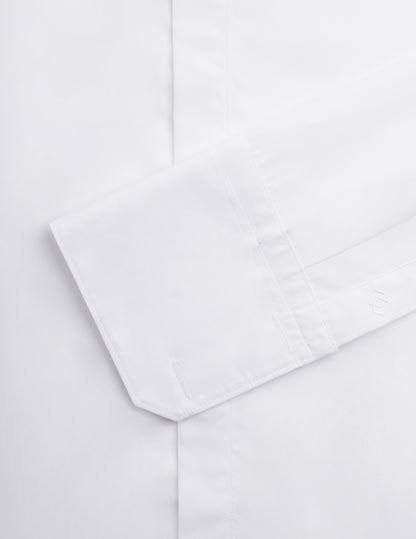 Semi-fitted white hidden buttons placket shirt