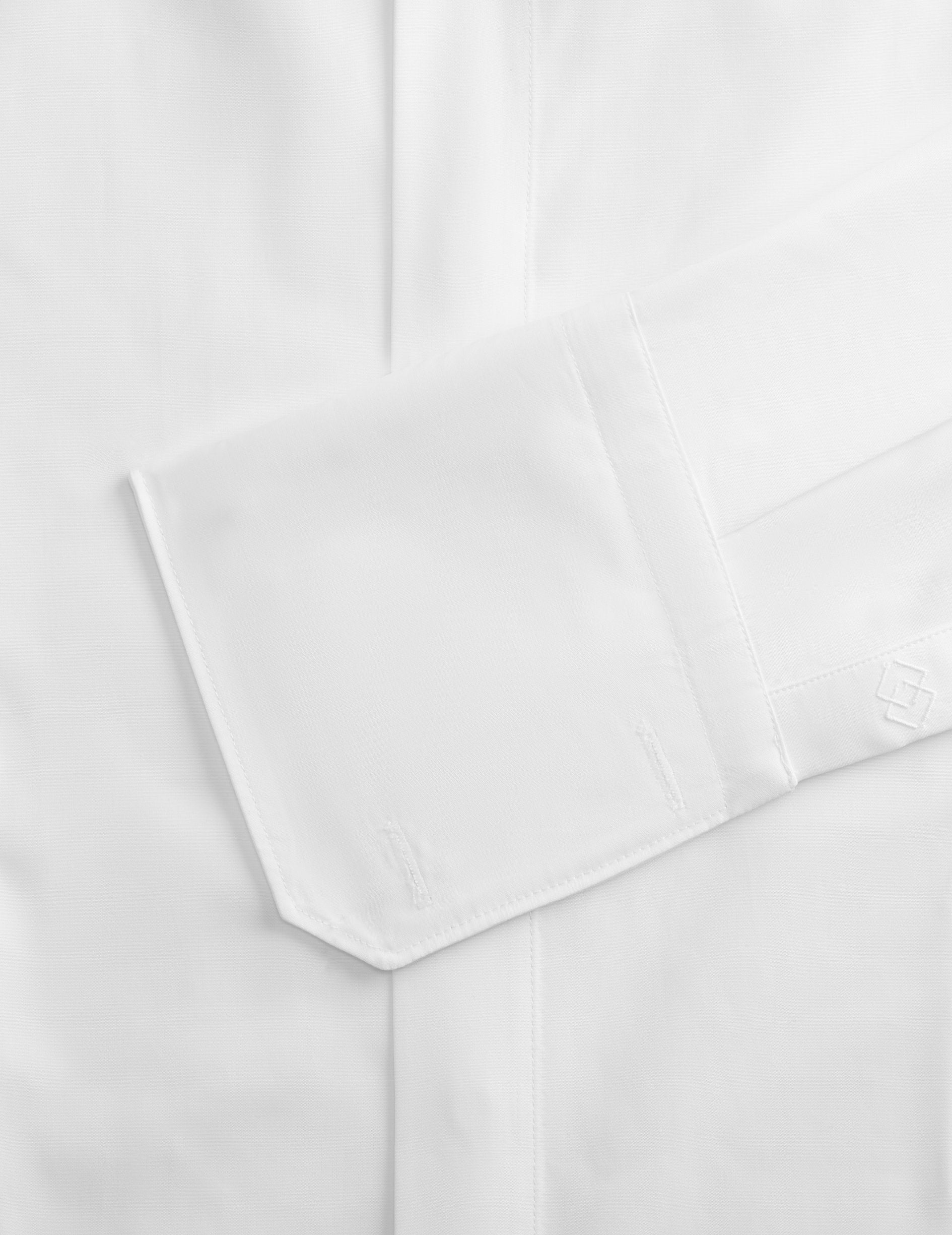 Fitted white hidden buttons placket shirt - Poplin - Wing Collar - French Cuffs