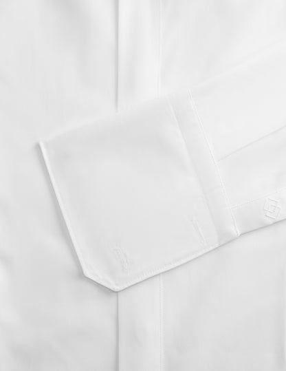 Fitted white hidden buttons placket shirt