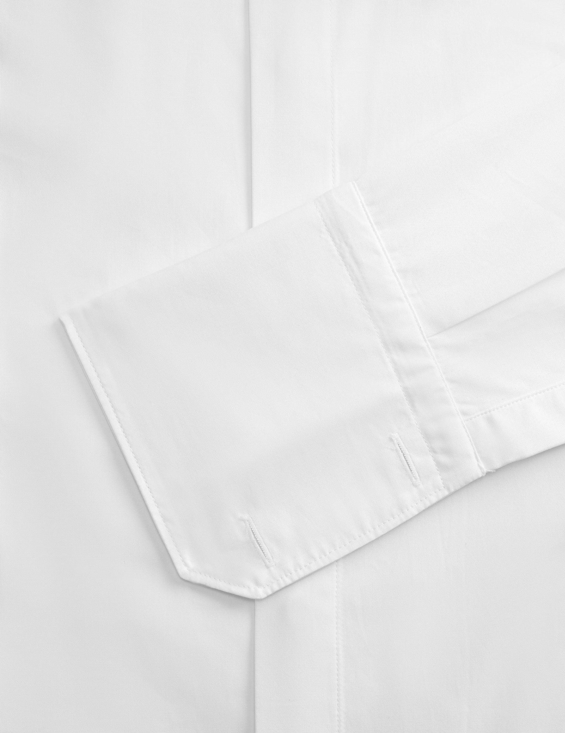 Fitted white Hidden buttons placket shirt - Poplin - Figaret Collar - French Cuffs