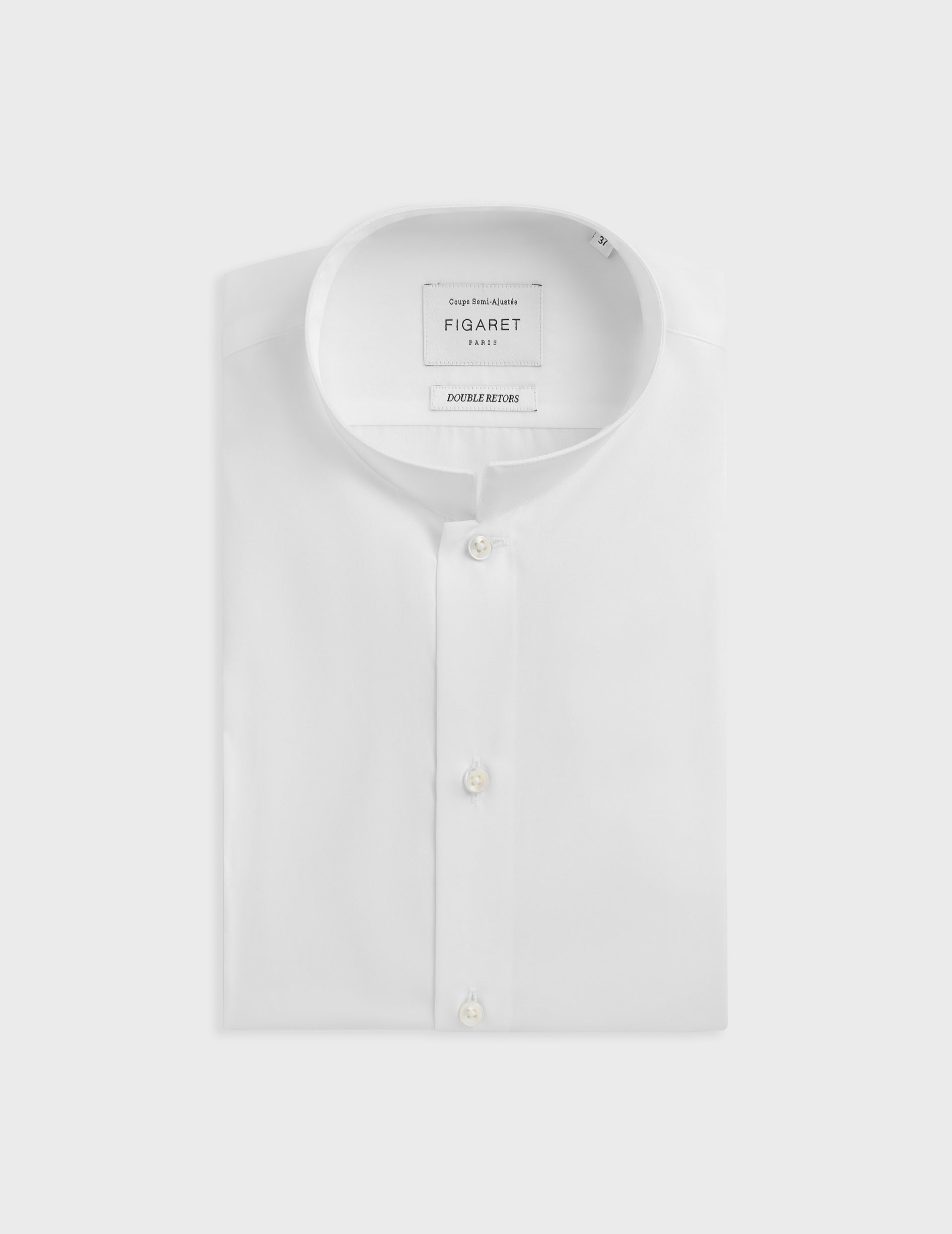 Semi-fitted white shirt - Poplin - Straight Collar Semi-fitted white shirt - Poplin - Straight Collar