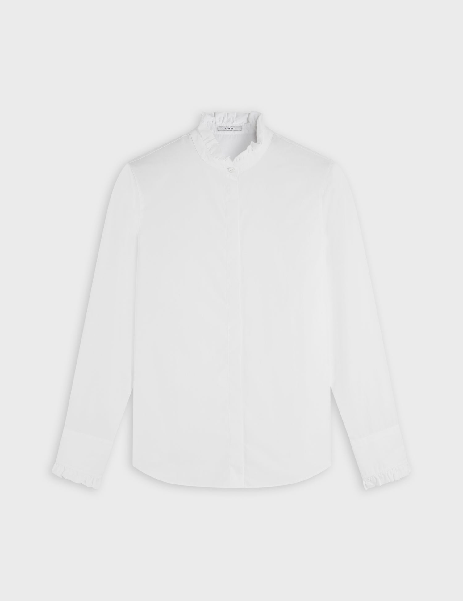 White hidden buttons placket Louison shirt - Poplin - Victorian Collar#3