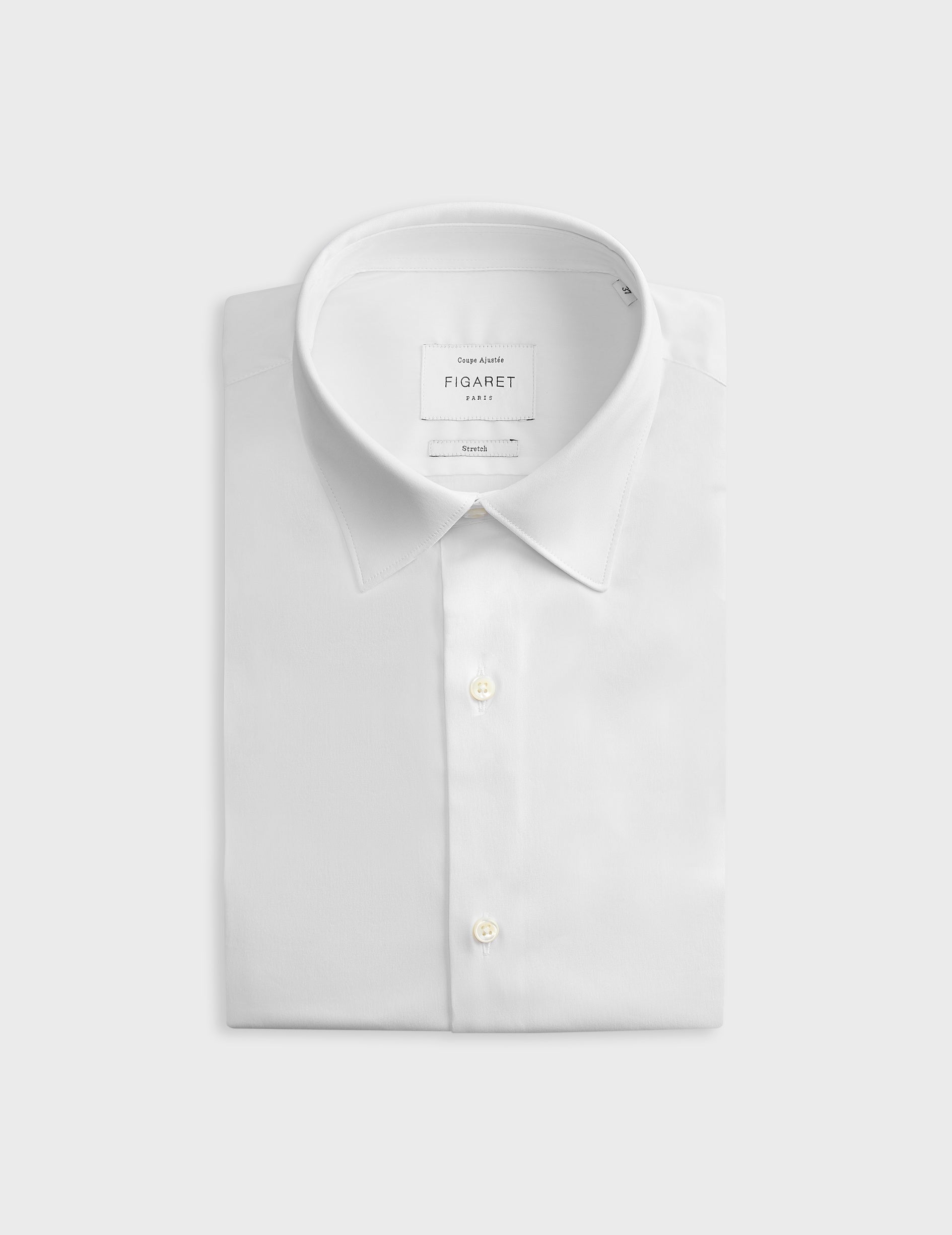 Fitted white stretch shirt - Poplin - Figaret Collar