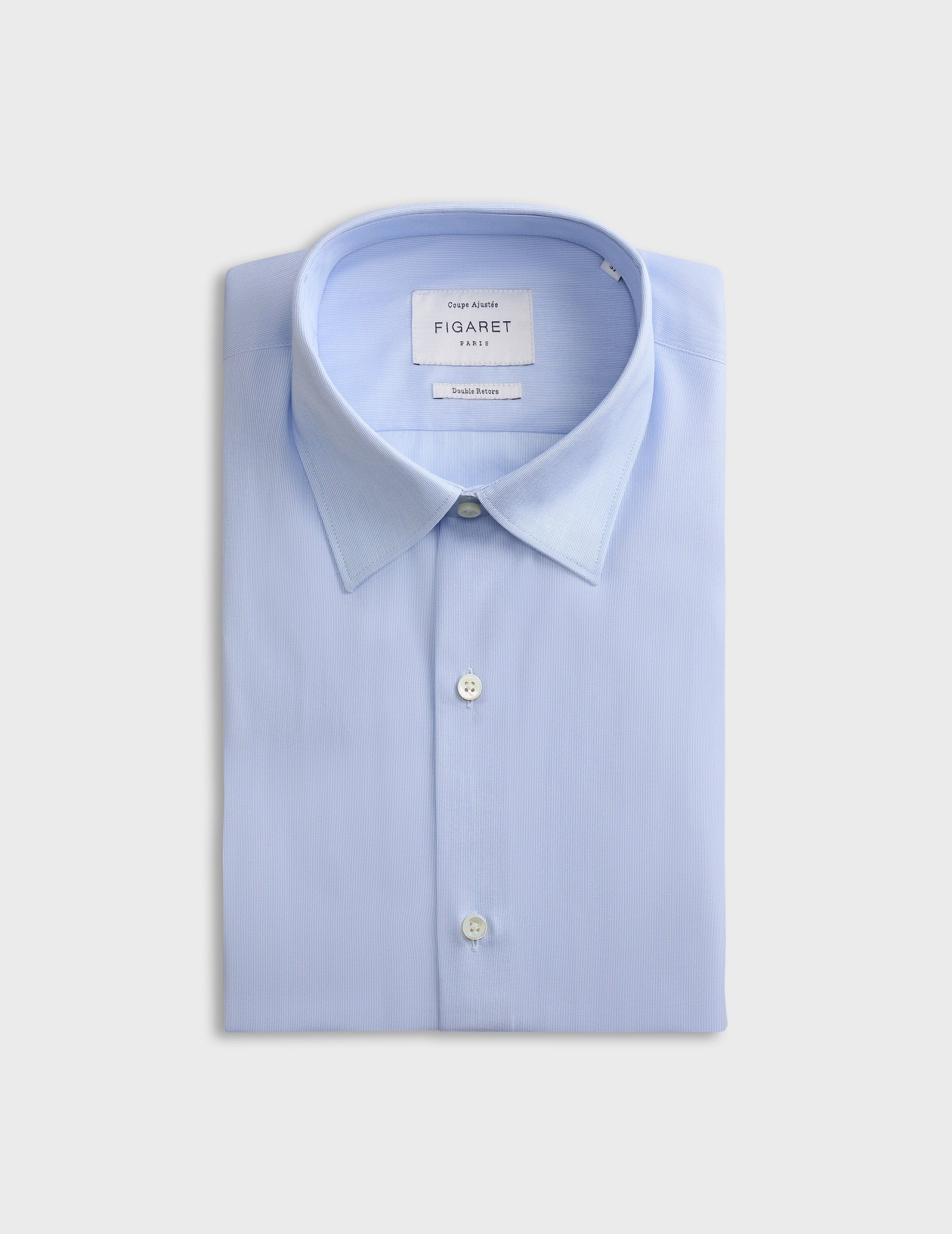 Fitted blue striped shirt - Poplin - Figaret Collar