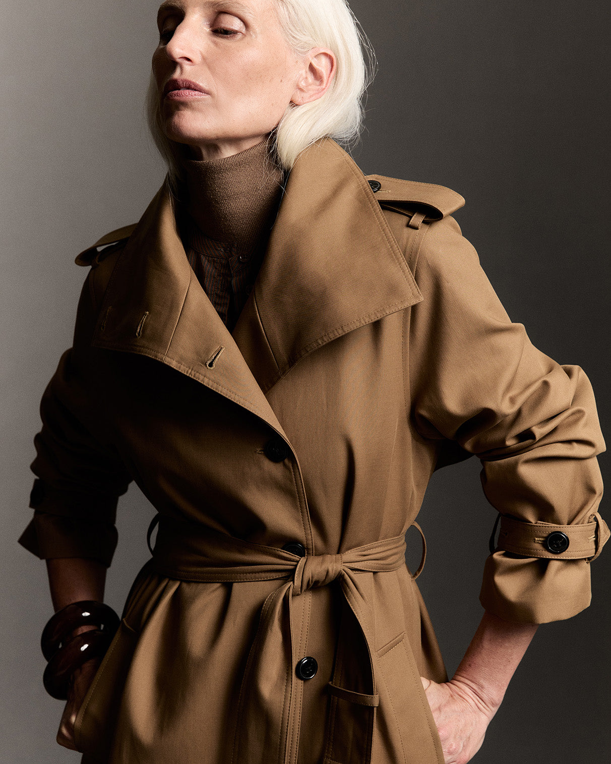 Mathieu camel gabardine trenchcoat