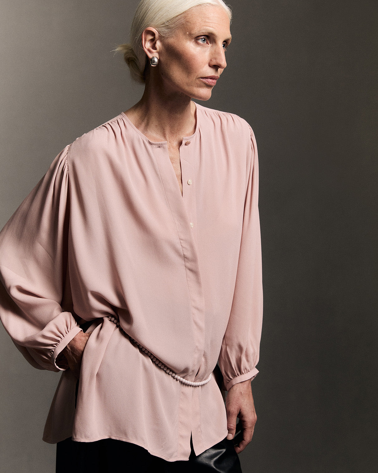 Madeline pink hidden button placket shirt - Crepe
