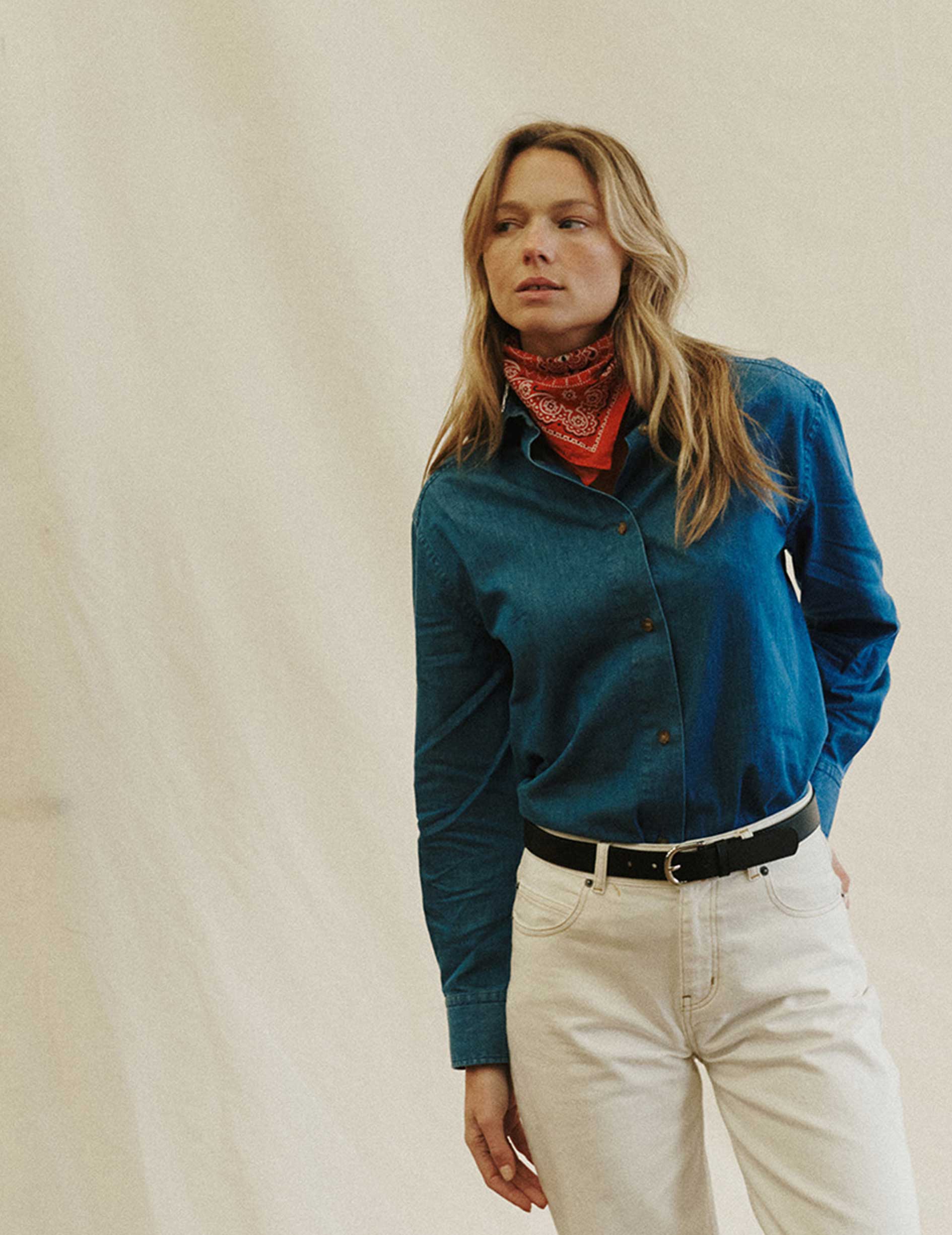 Blue denim Léanna shirt - Denim - Shirt Collar