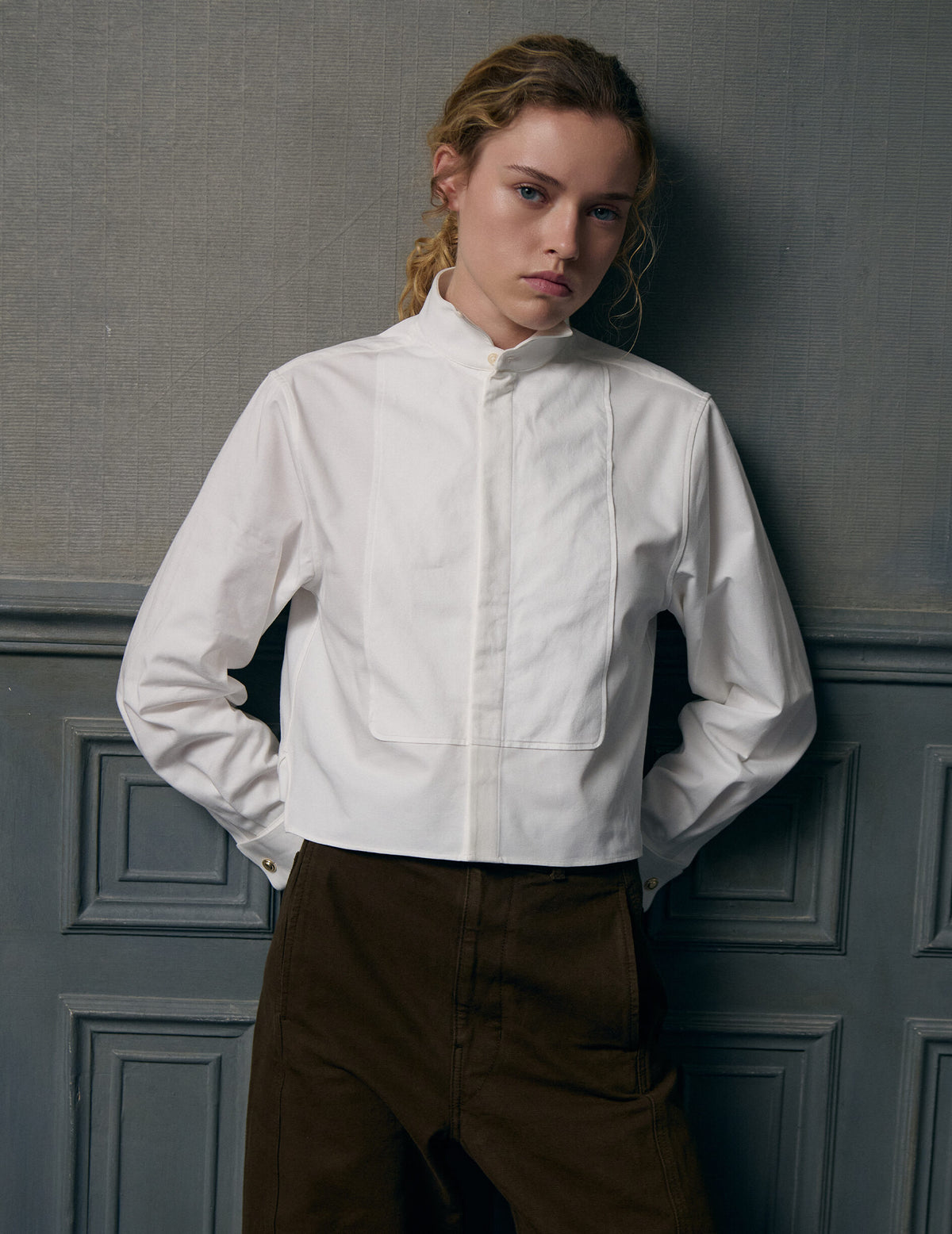 White boxy preppy shirt - Ottoman - Broken Collar - Musketeers Cuffs