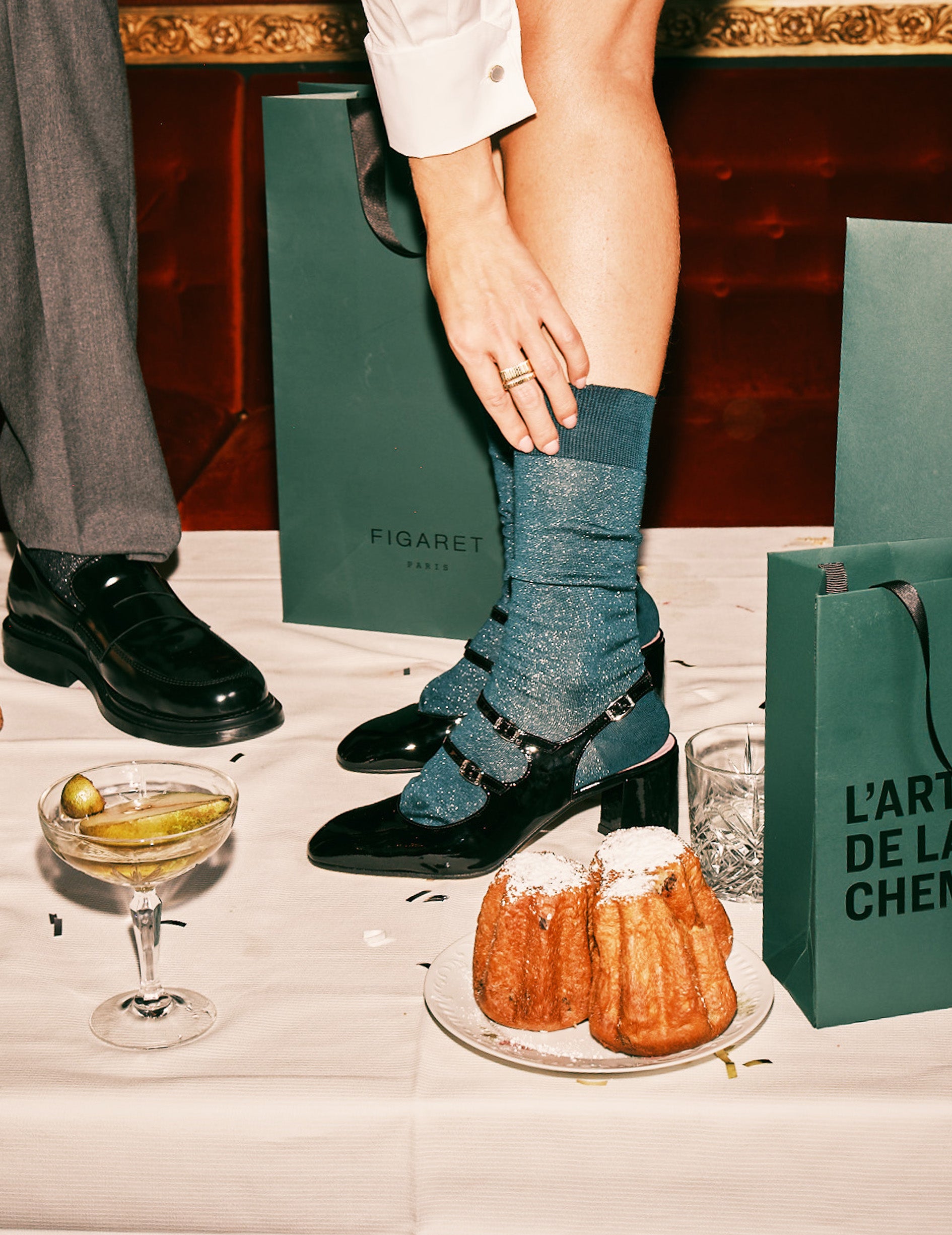 Dark green lurex socks