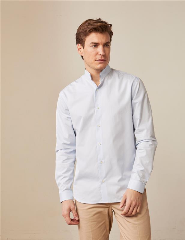 semi-fitted Blue shirt - Poplin - Inverted Collar
