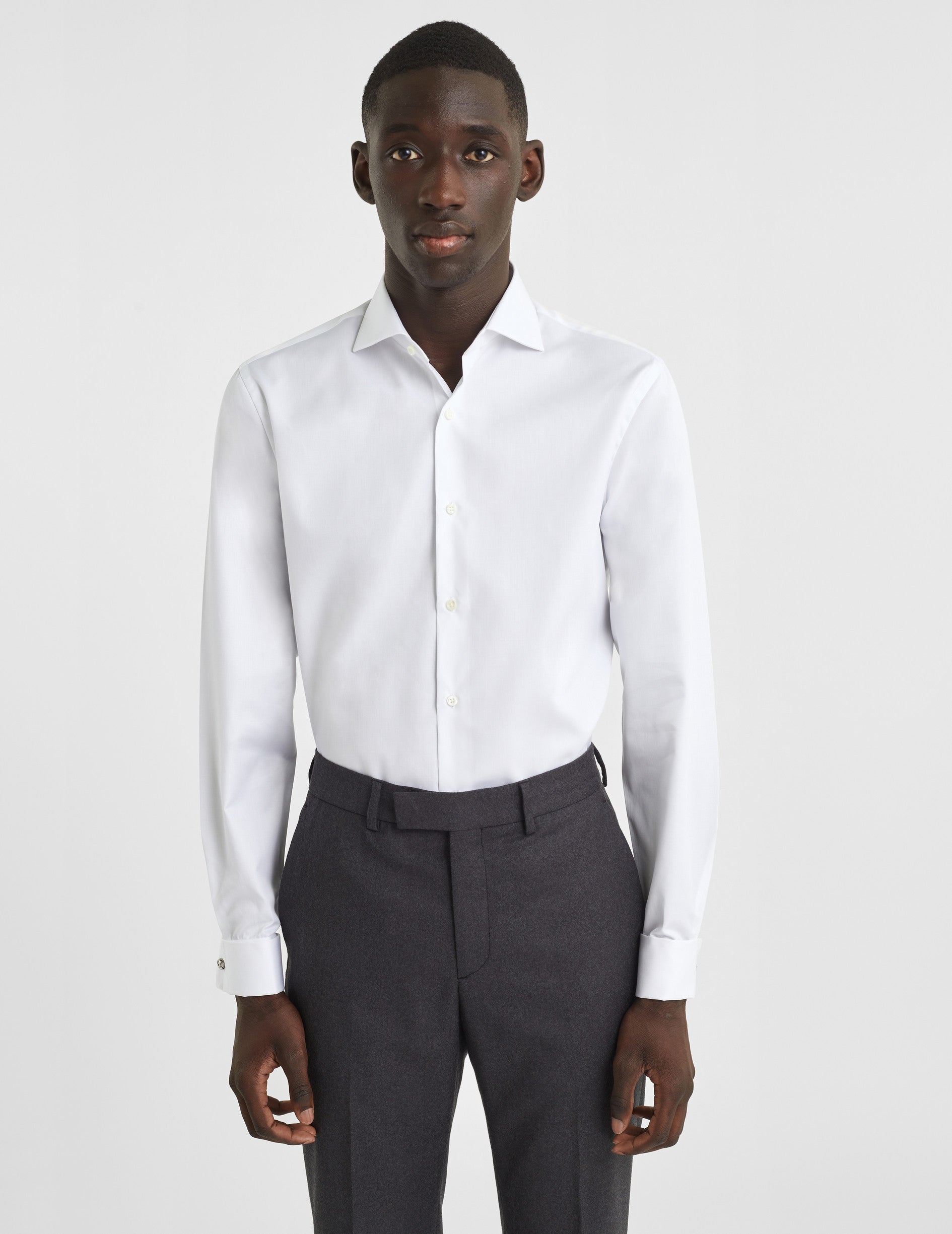 Semi-fitted white shirt - Twill - Italian Collar - French Cuffs