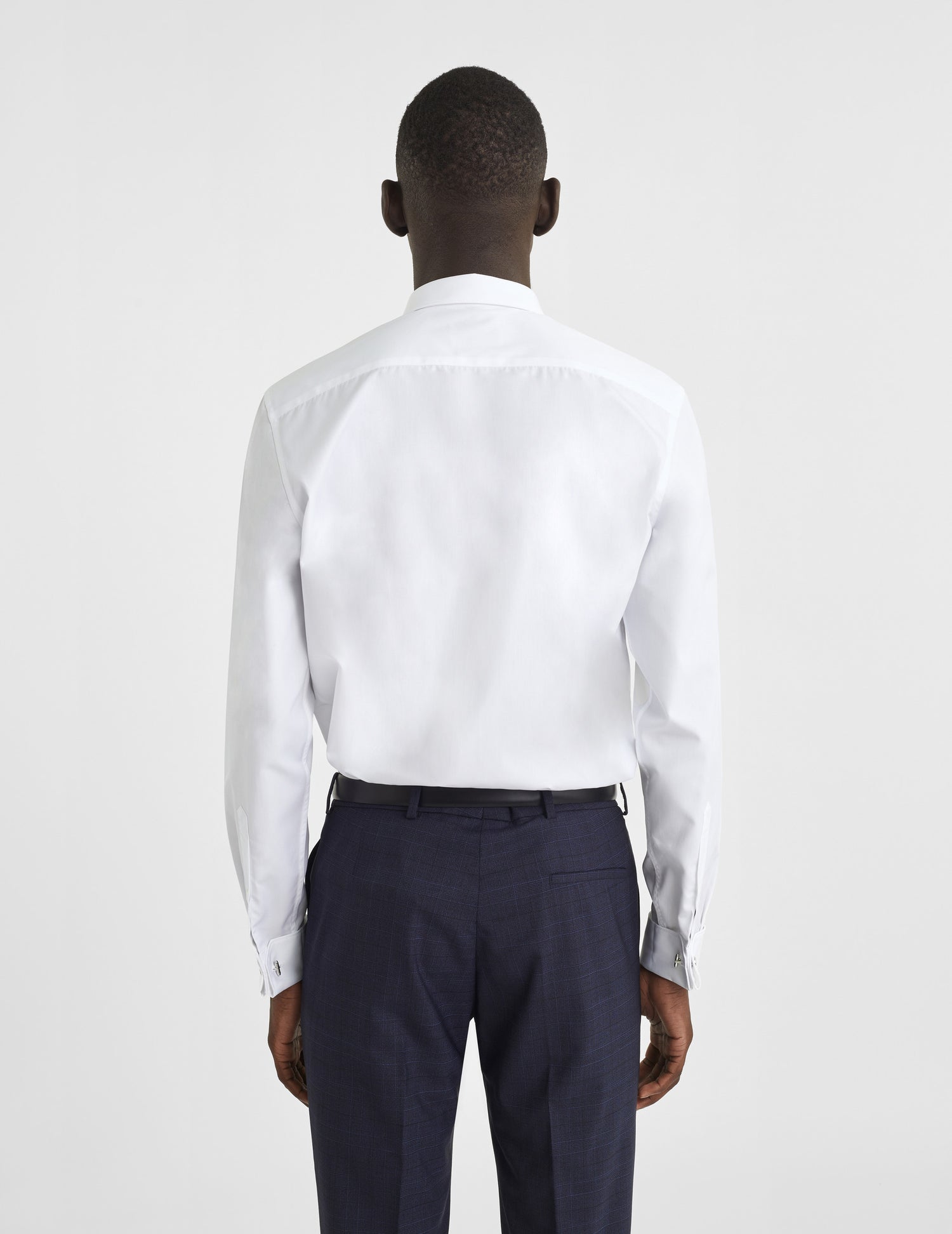 Semi-fitted white hidden buttons placket shirt - Poplin - Figaret Collar - French Cuffs#5