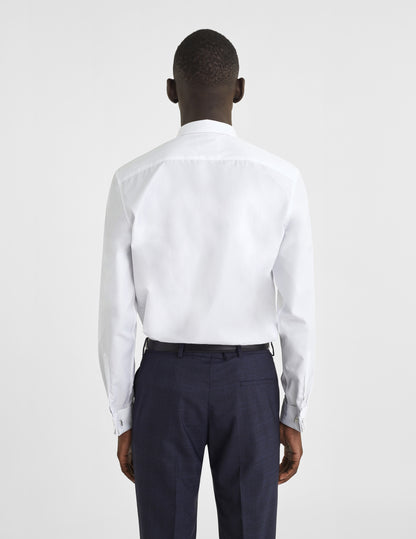 Semi-fitted white hidden buttons placket shirt