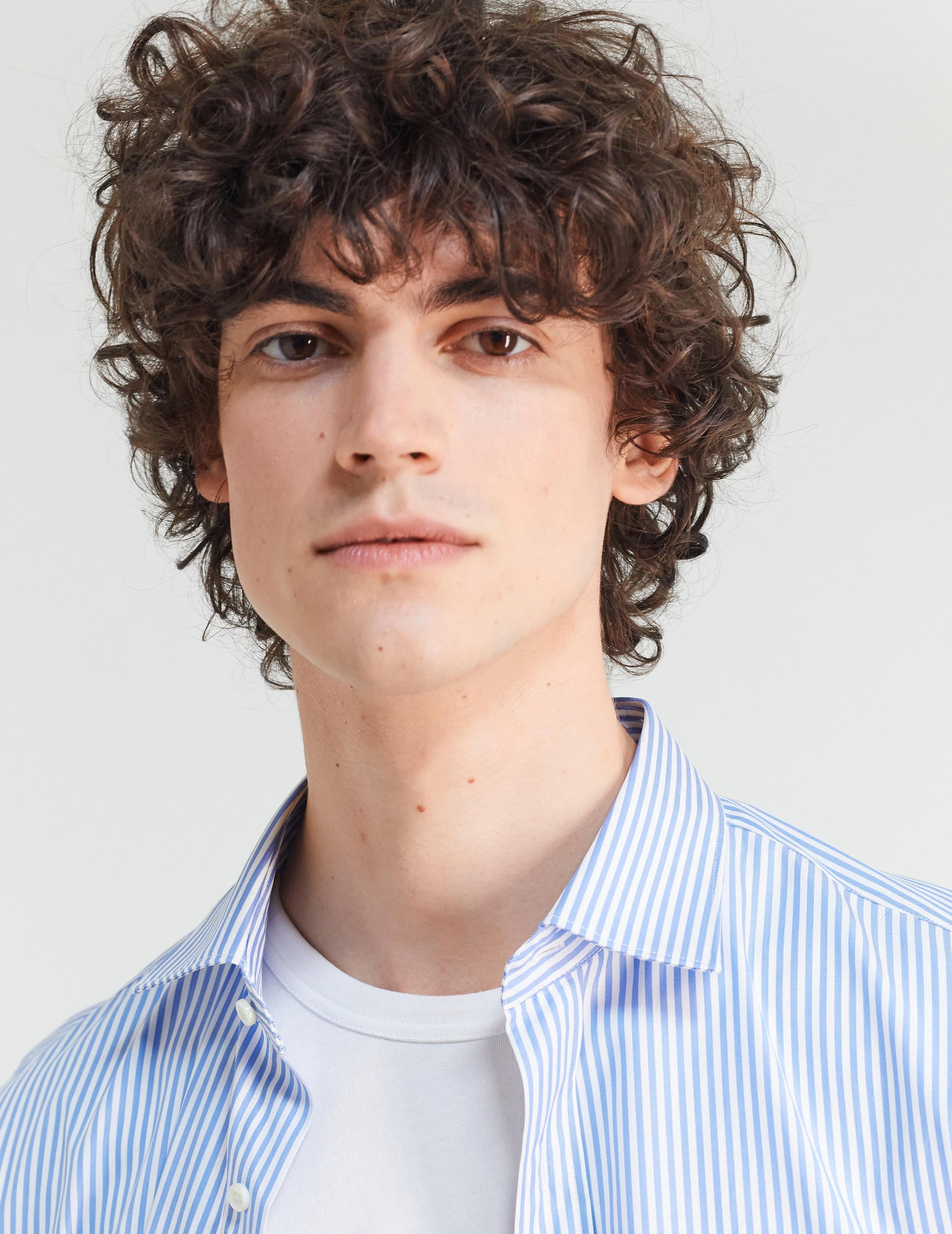 Classic blue striped shirt - Poplin - Figaret Collar