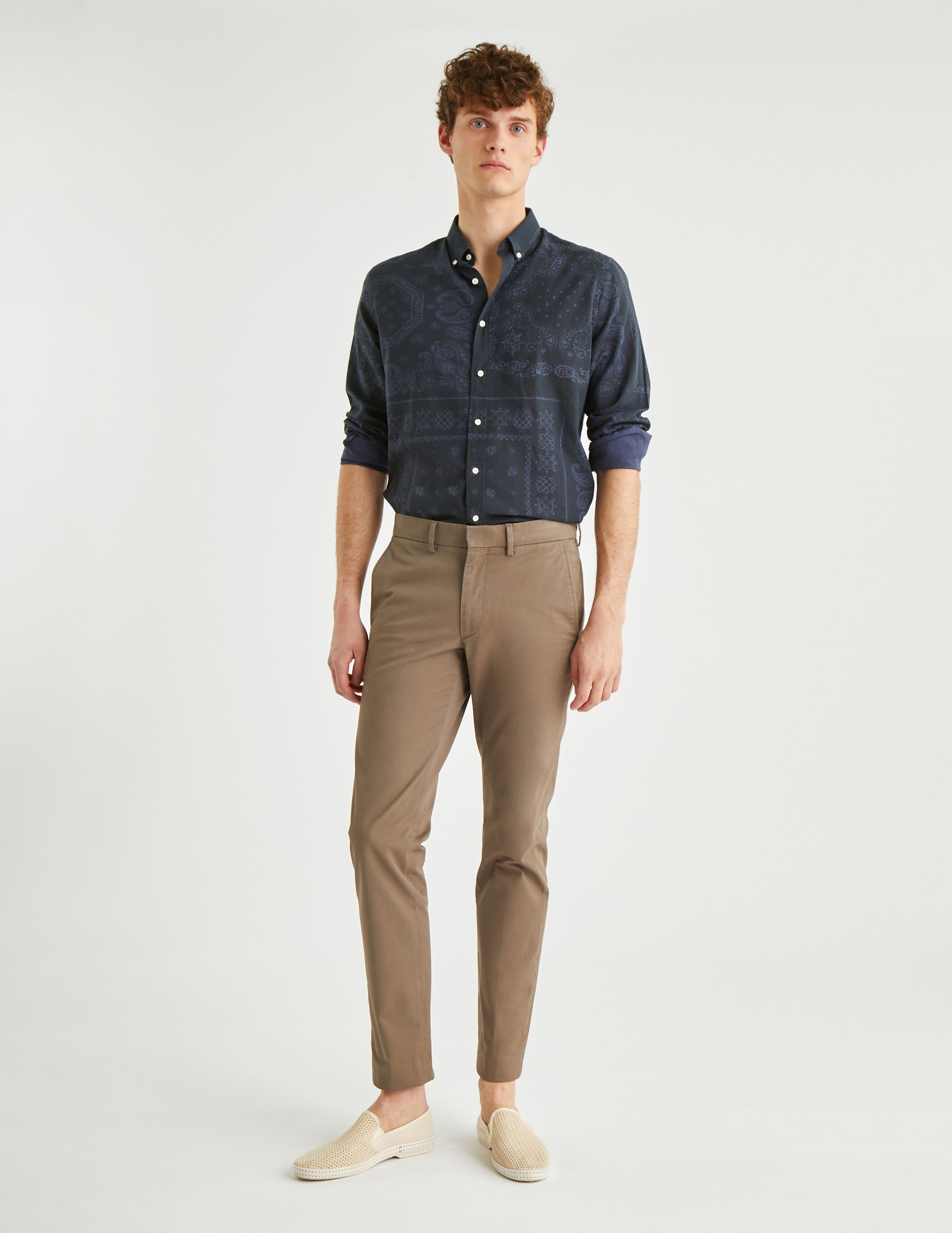 Gaspard navy bandana shirt - Poplin - American Collar