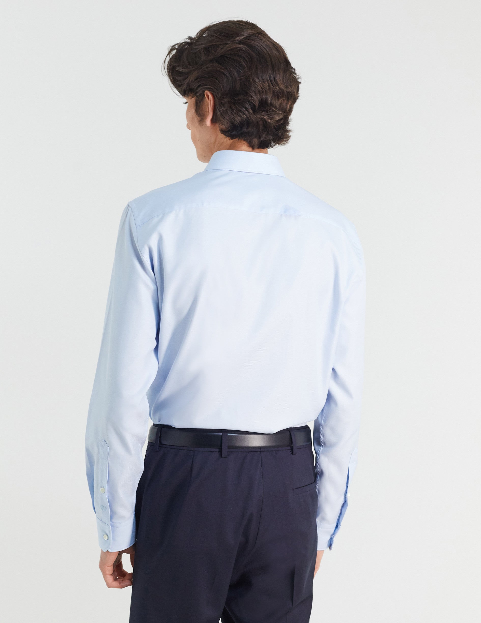 Semi-fitted blue shirt - Dobby - Figaret Collar