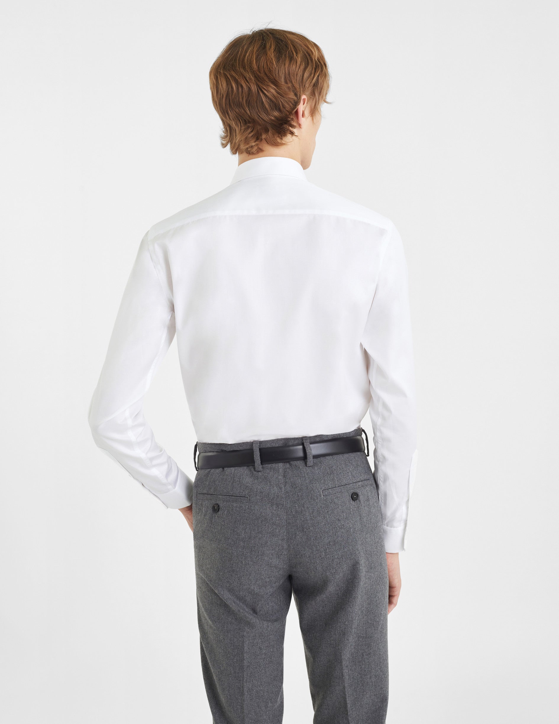 Semi-fitted white shirt - Twill - Italian Collar