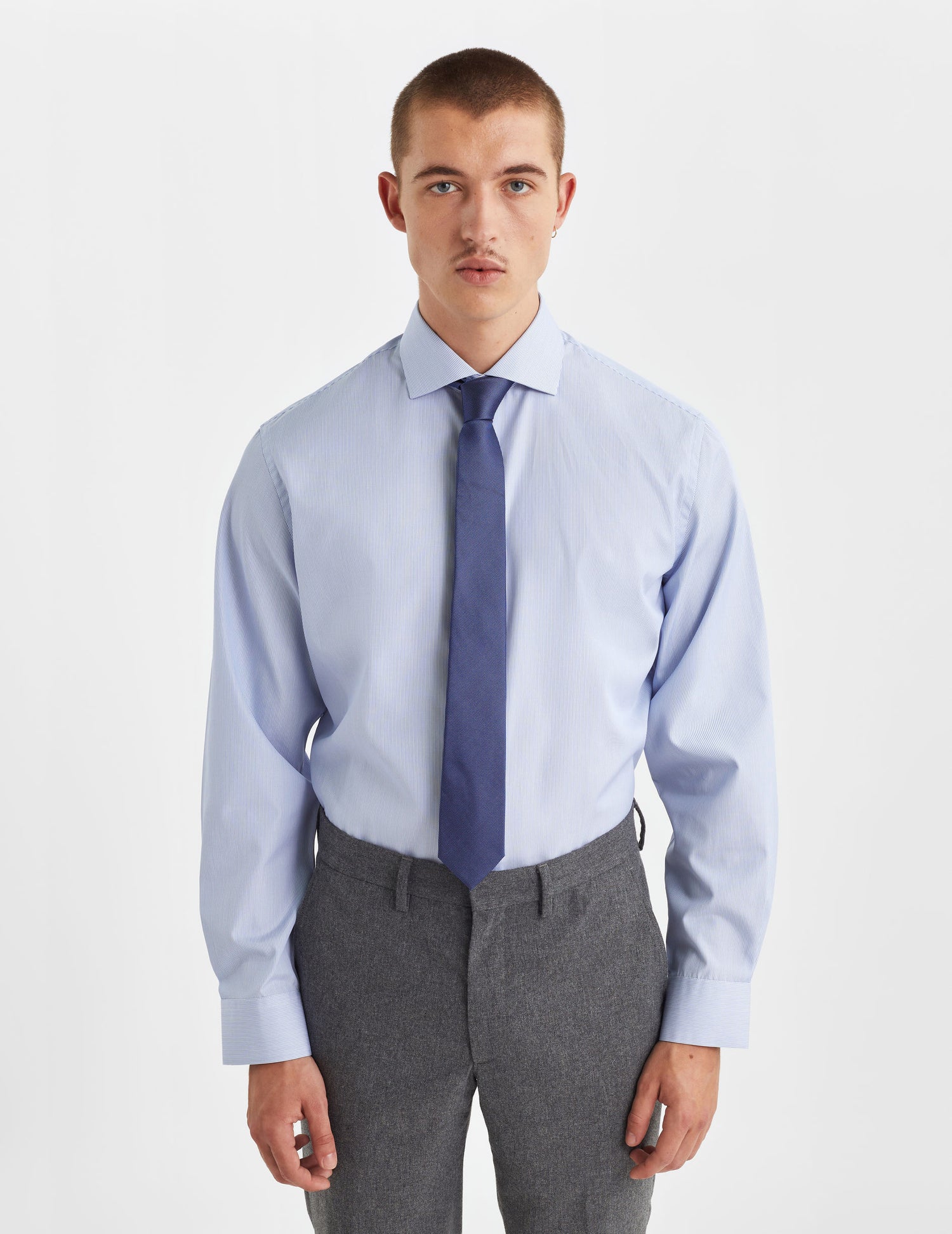 Classic blue striped shirt - Poplin - Italian Collar#4