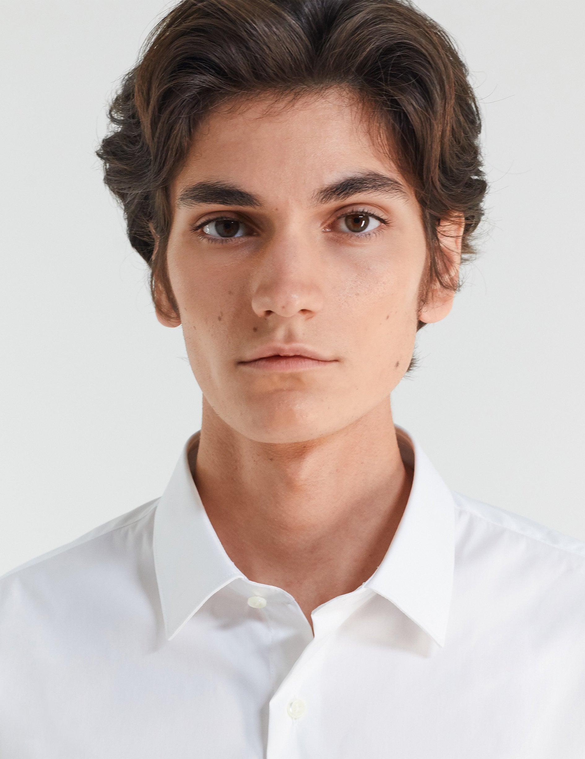 Fitted white stretch shirt - Poplin - Figaret Collar