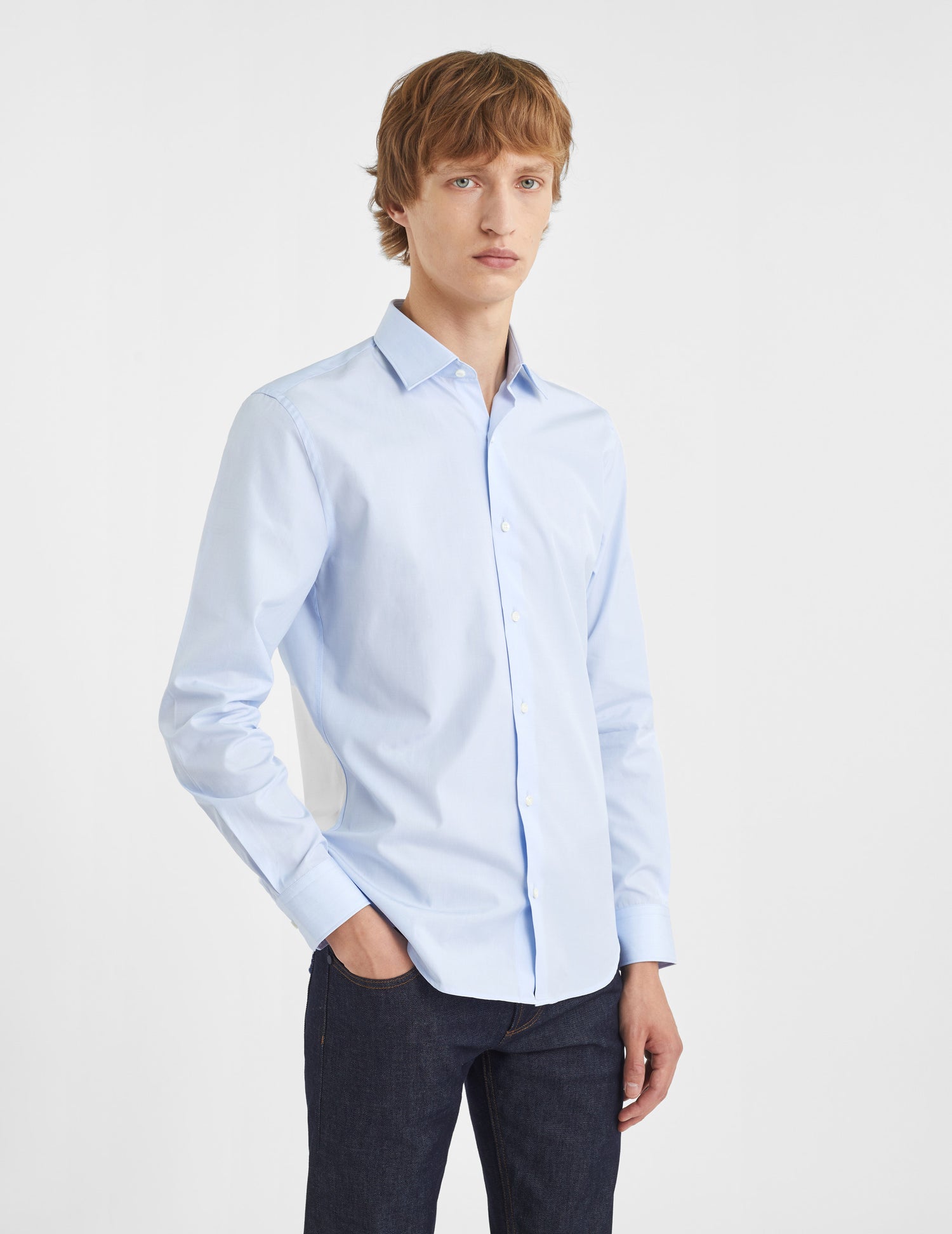 Fitted blue shirt - Fil-à-fil - Figaret Collar#3