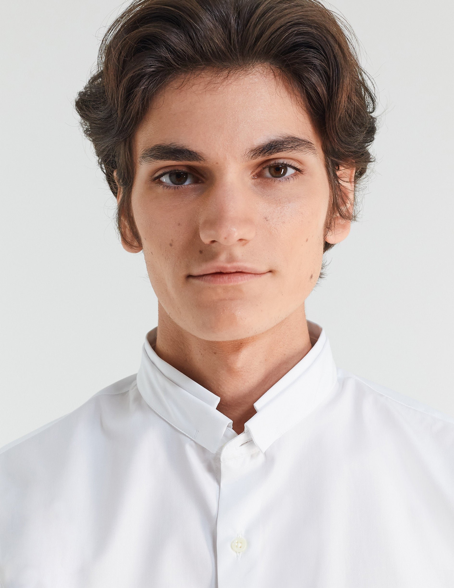 Semi-fitted white shirt - Poplin - Double Collar