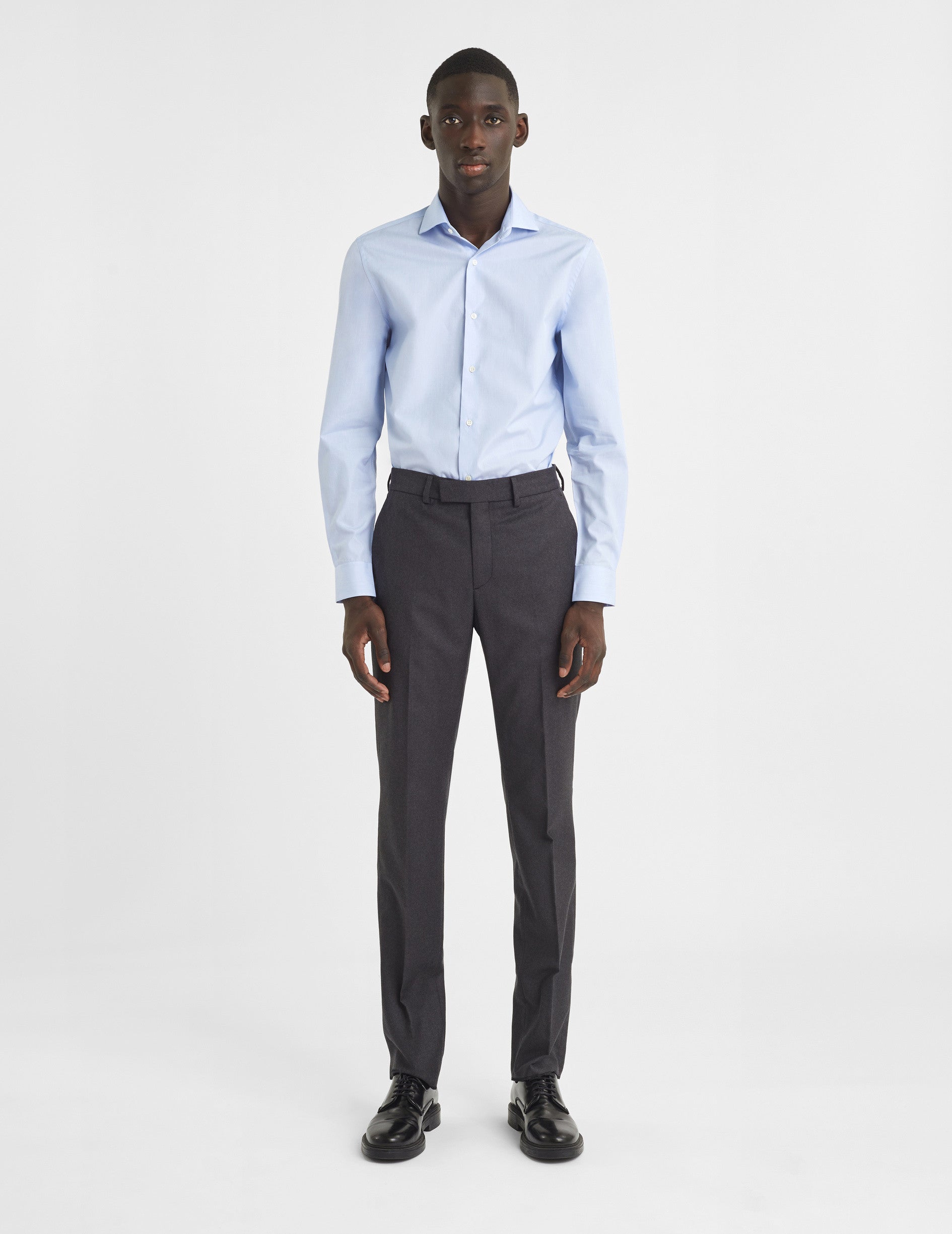 Fitted blue striped shirt - Poplin - Italian Collar