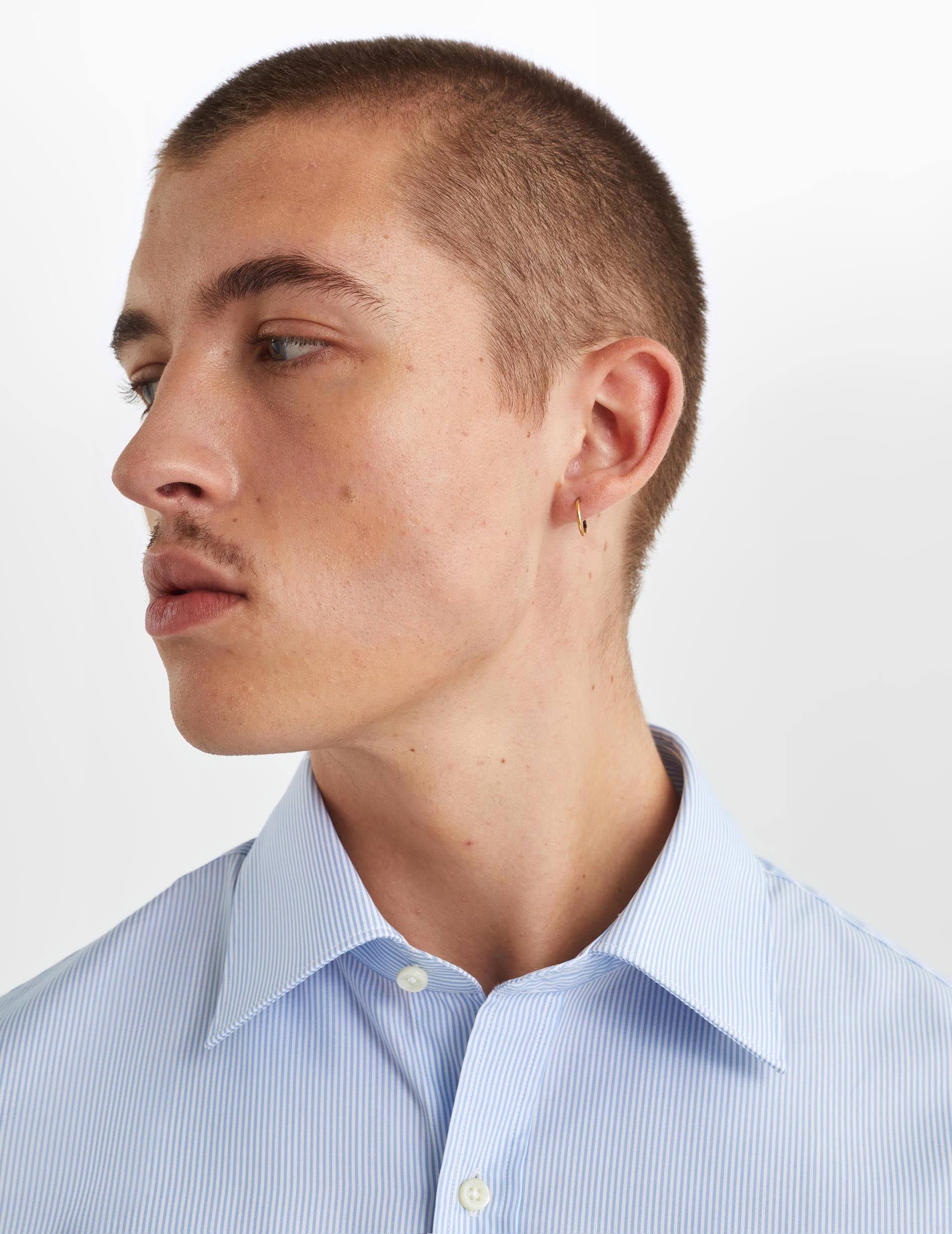 Classic blue striped shirt - Poplin - Figaret Collar