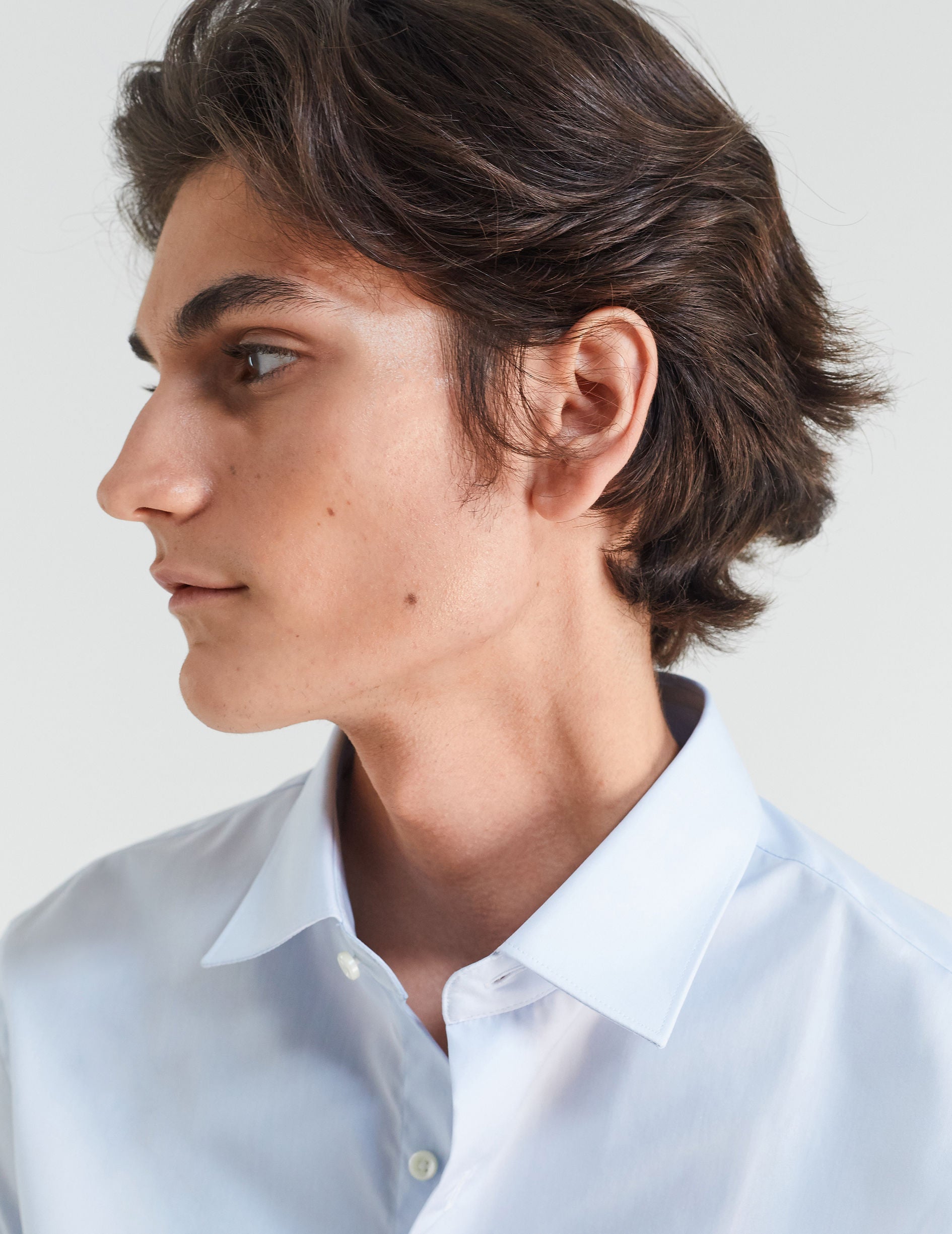 Fitted blue shirt - Poplin - Figaret Collar