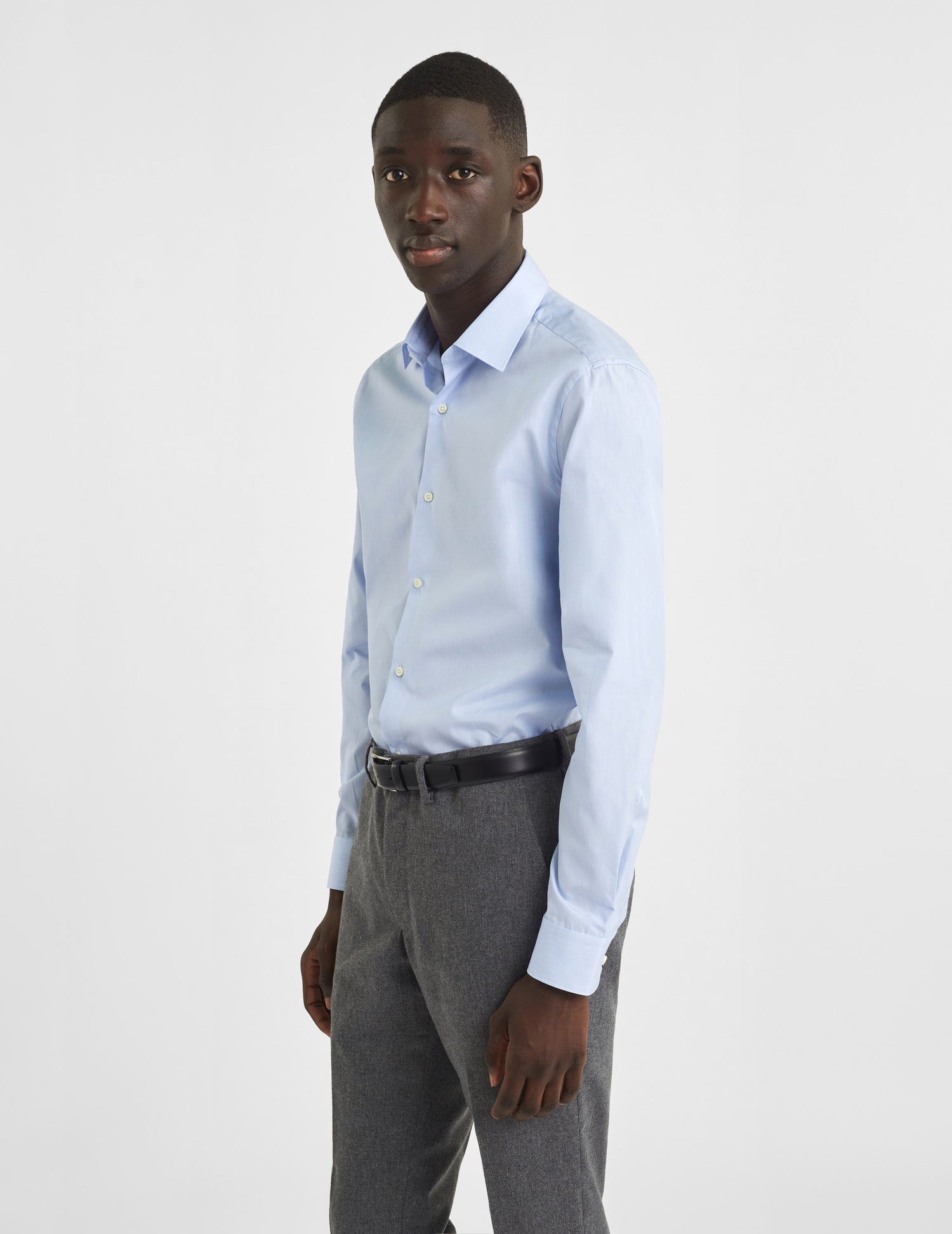 Semi-fitted blue striped shirt - Poplin - Figaret Collar#3