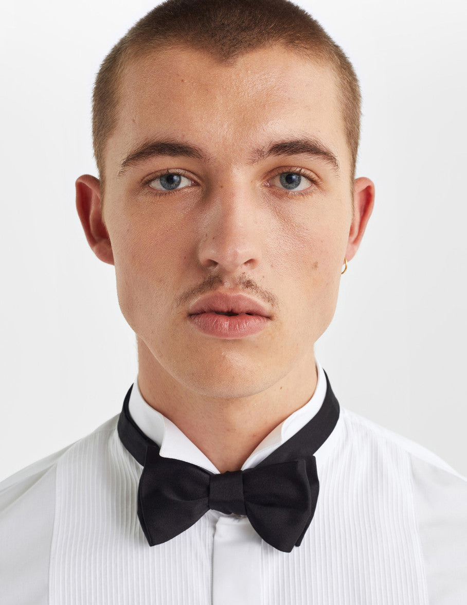 Semi-fitted white hidden buttons placket shirt - Poplin - Wing Collar - French Cuffs