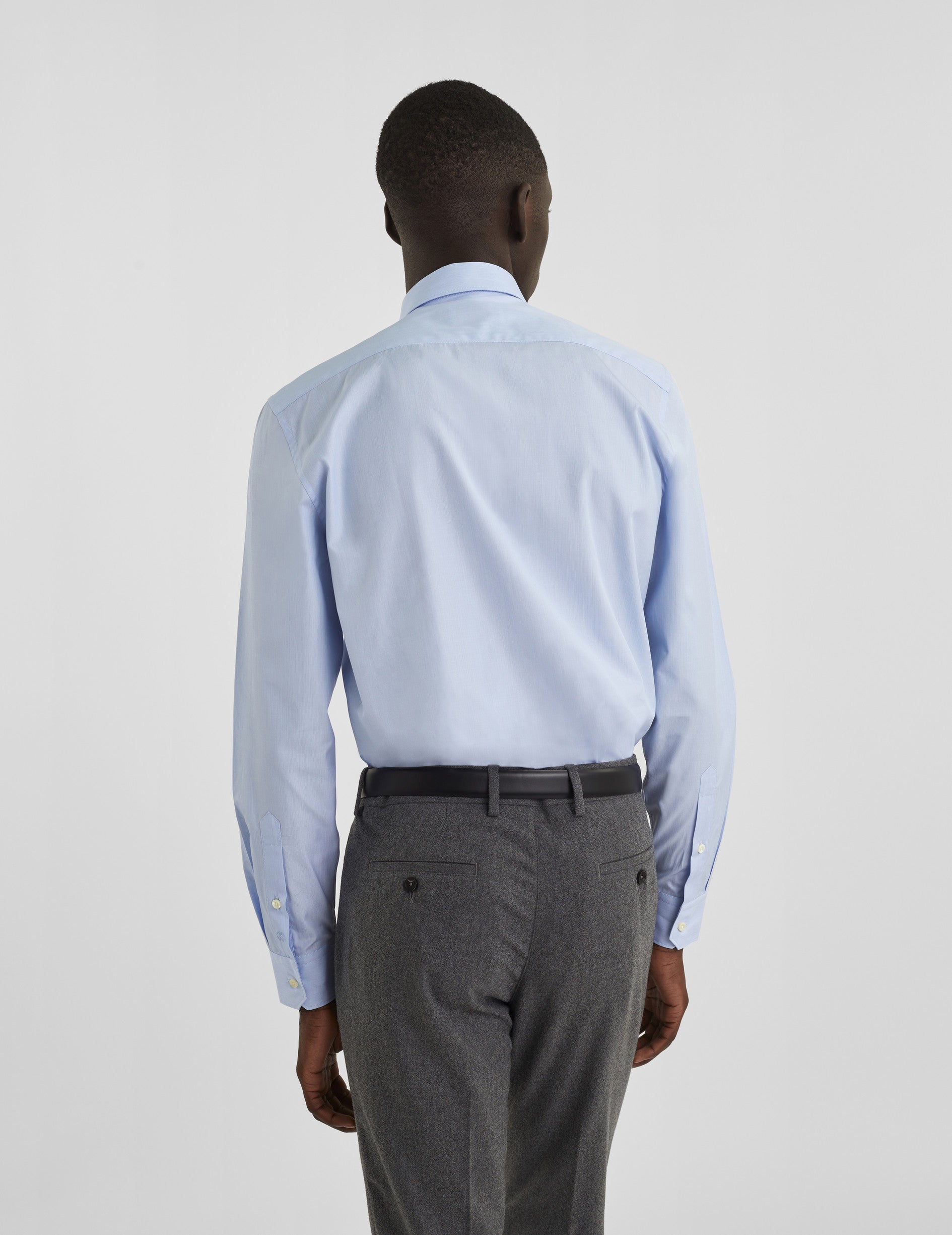 Semi-fitted blue striped shirt - Poplin - Figaret Collar
