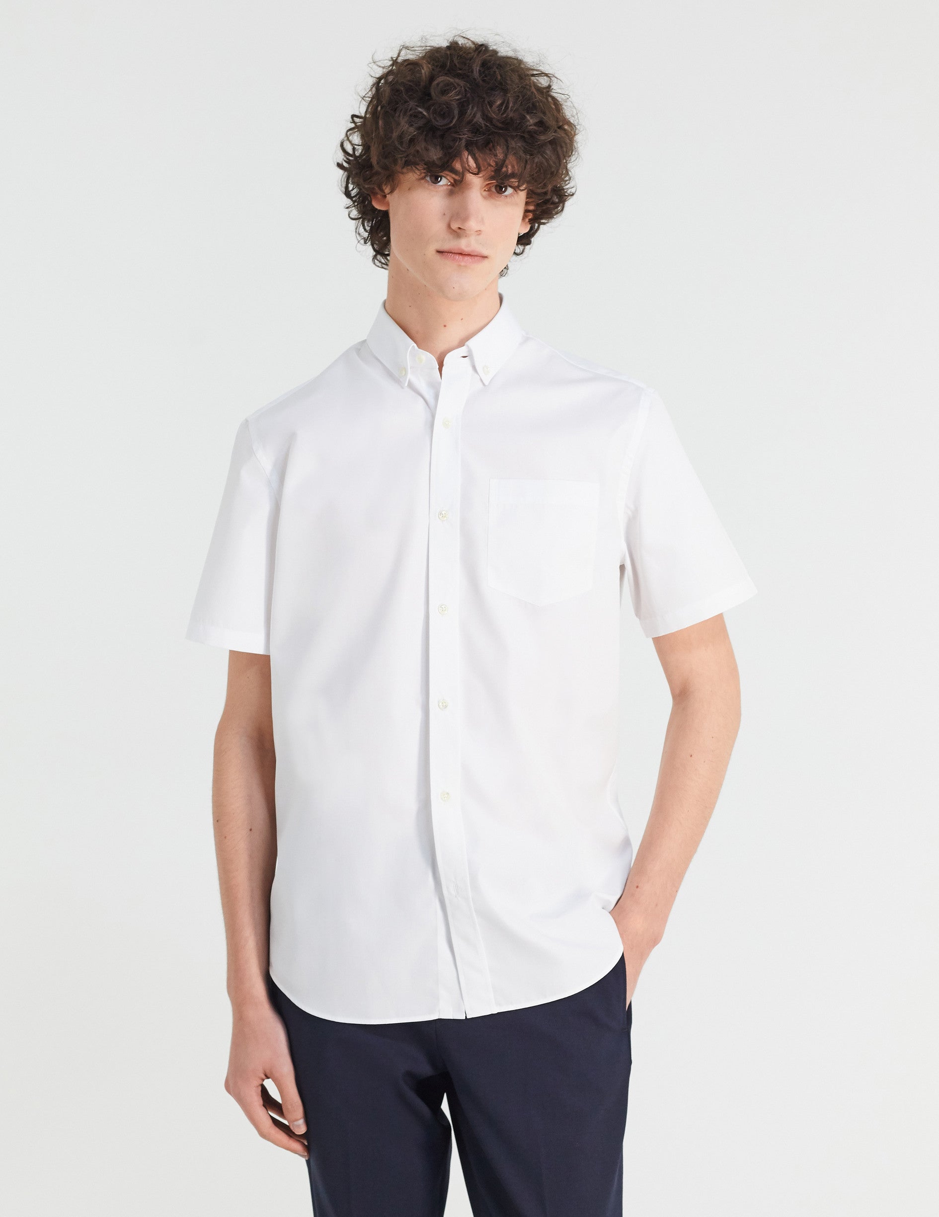 Classic white short sleeve shirt - Poplin - American Collar