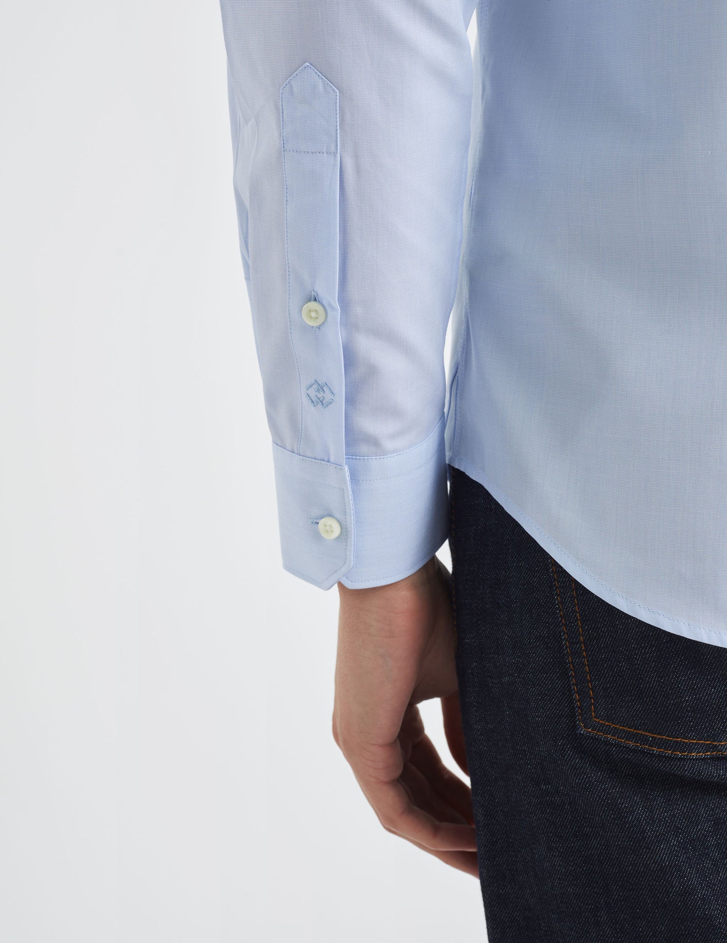 Fitted blue shirt - Fil-à-fil - Figaret Collar#7