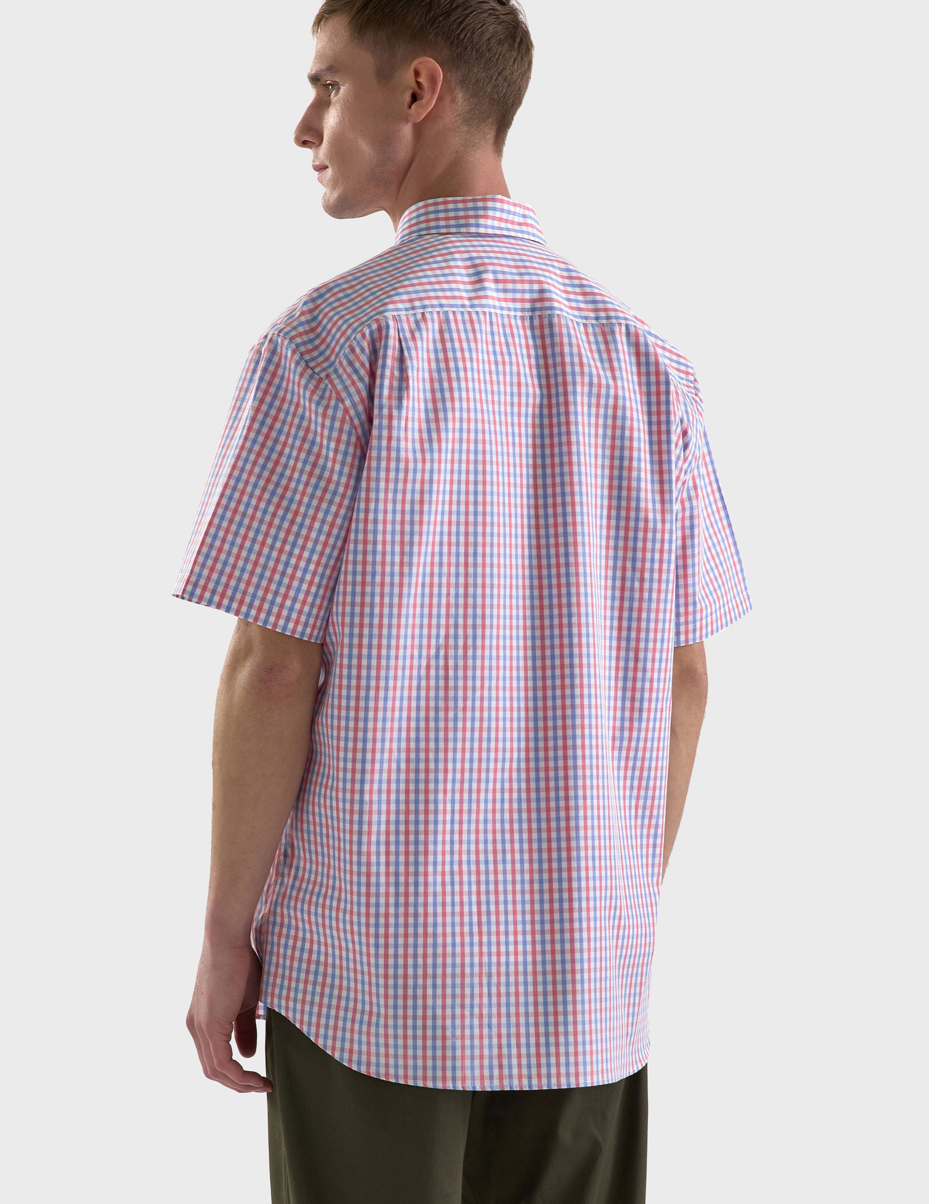 Classic Checked Short Sleeve Shirt - Poplin - American Collar