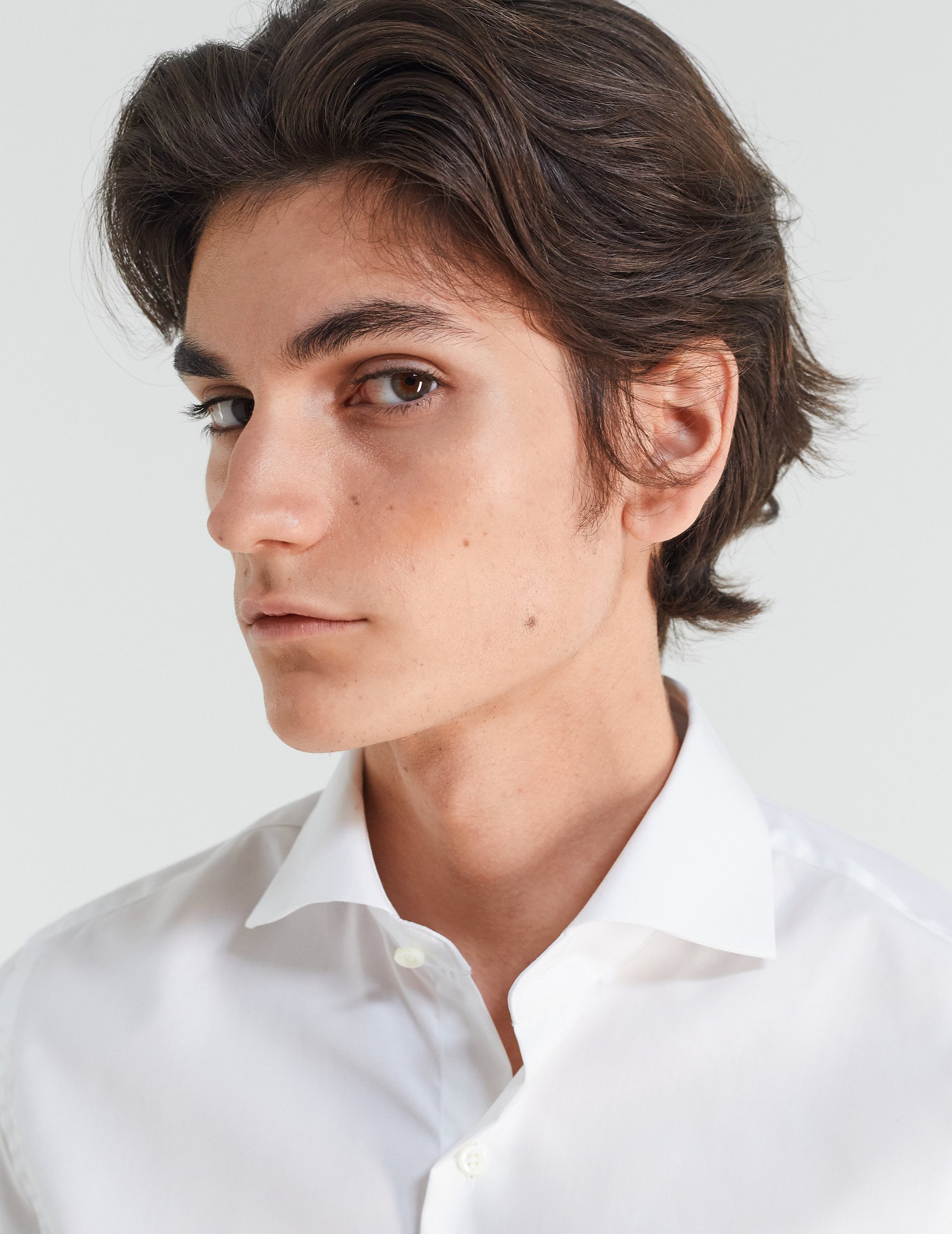 Fitted white easy-iron shirt - Poplin - Italian Collar - Easy-iron