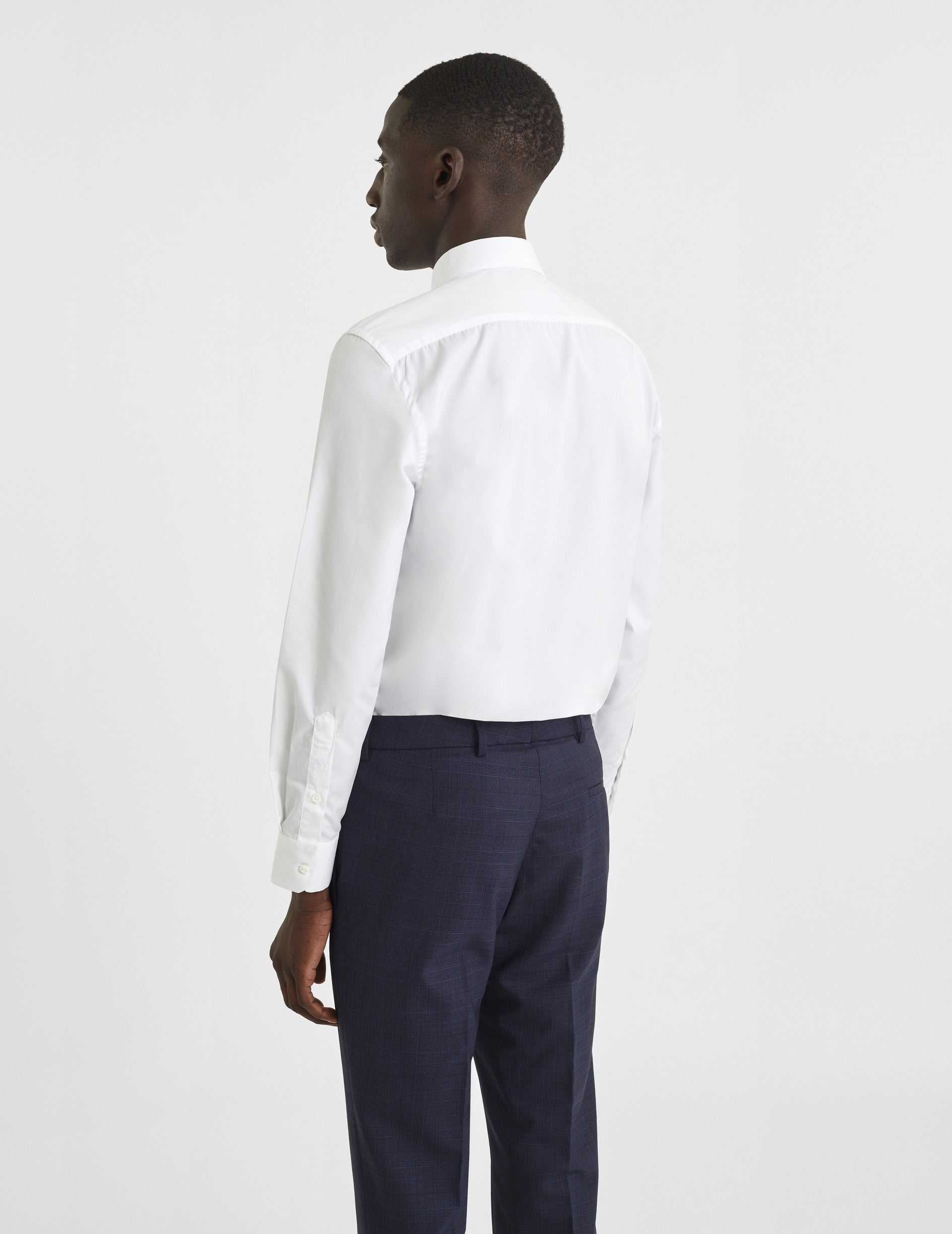Semi-fitted white easy-iron shirt - Poplin - Italian Collar - Easy-iron