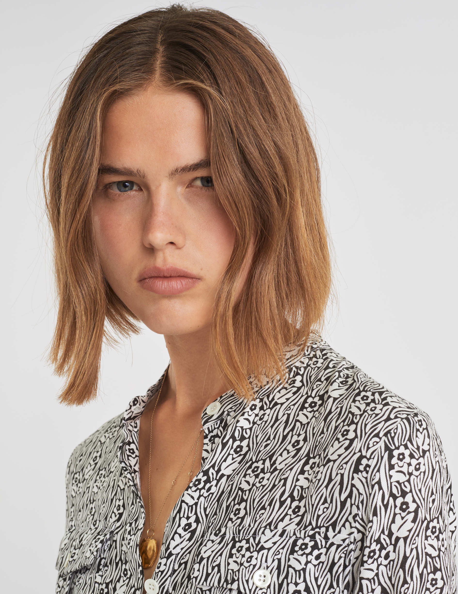 Ava dress in black and white printed viscose