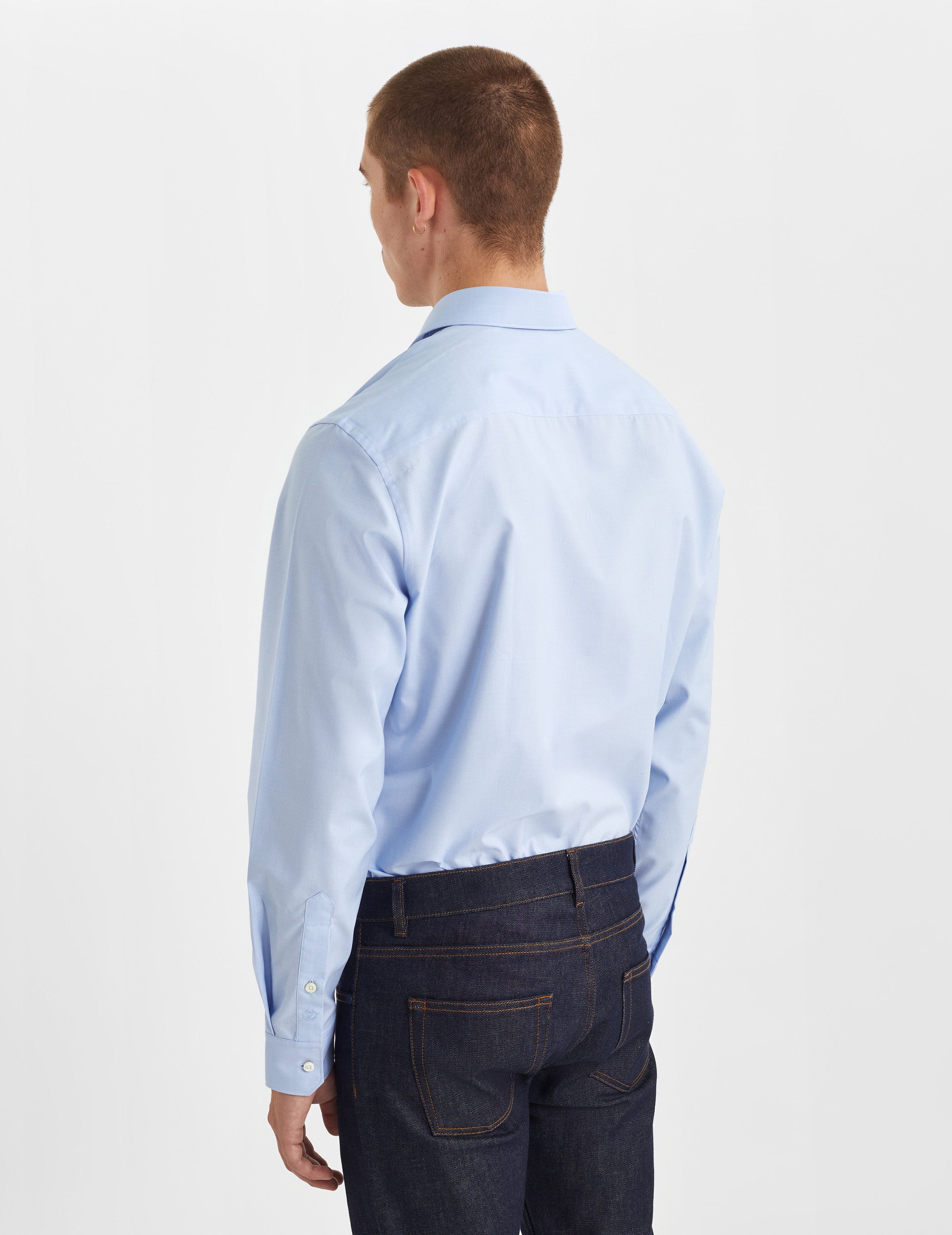 Semi-fitted blue shirt - Poplin - Figaret Collar