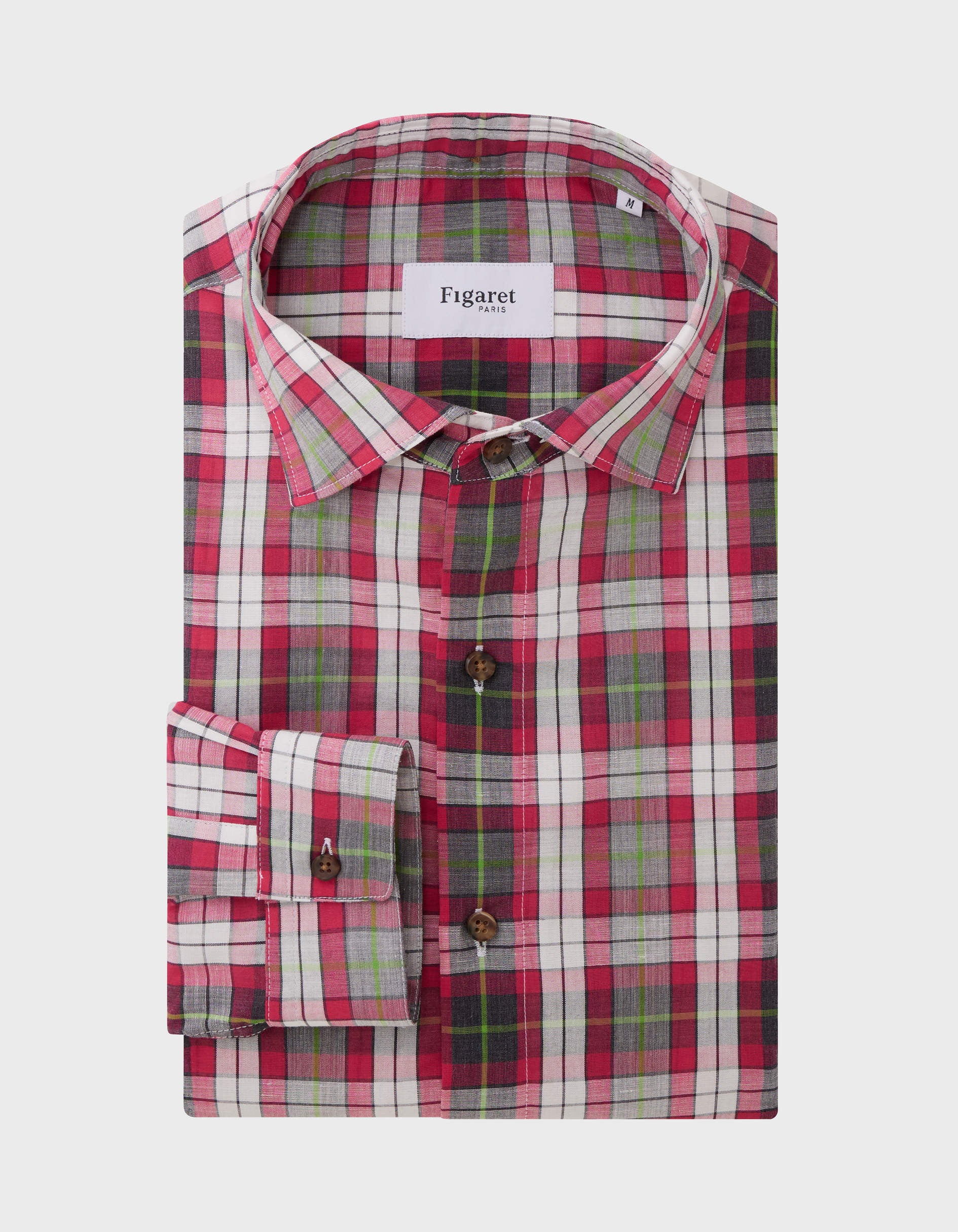 Aristote shirt with pink checks - Poplin - Italian Collar
