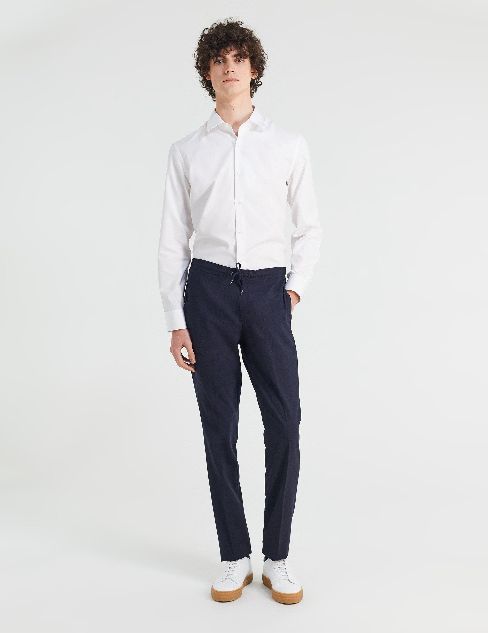Semi-fitted white shirt - Poplin - Figaret Collar