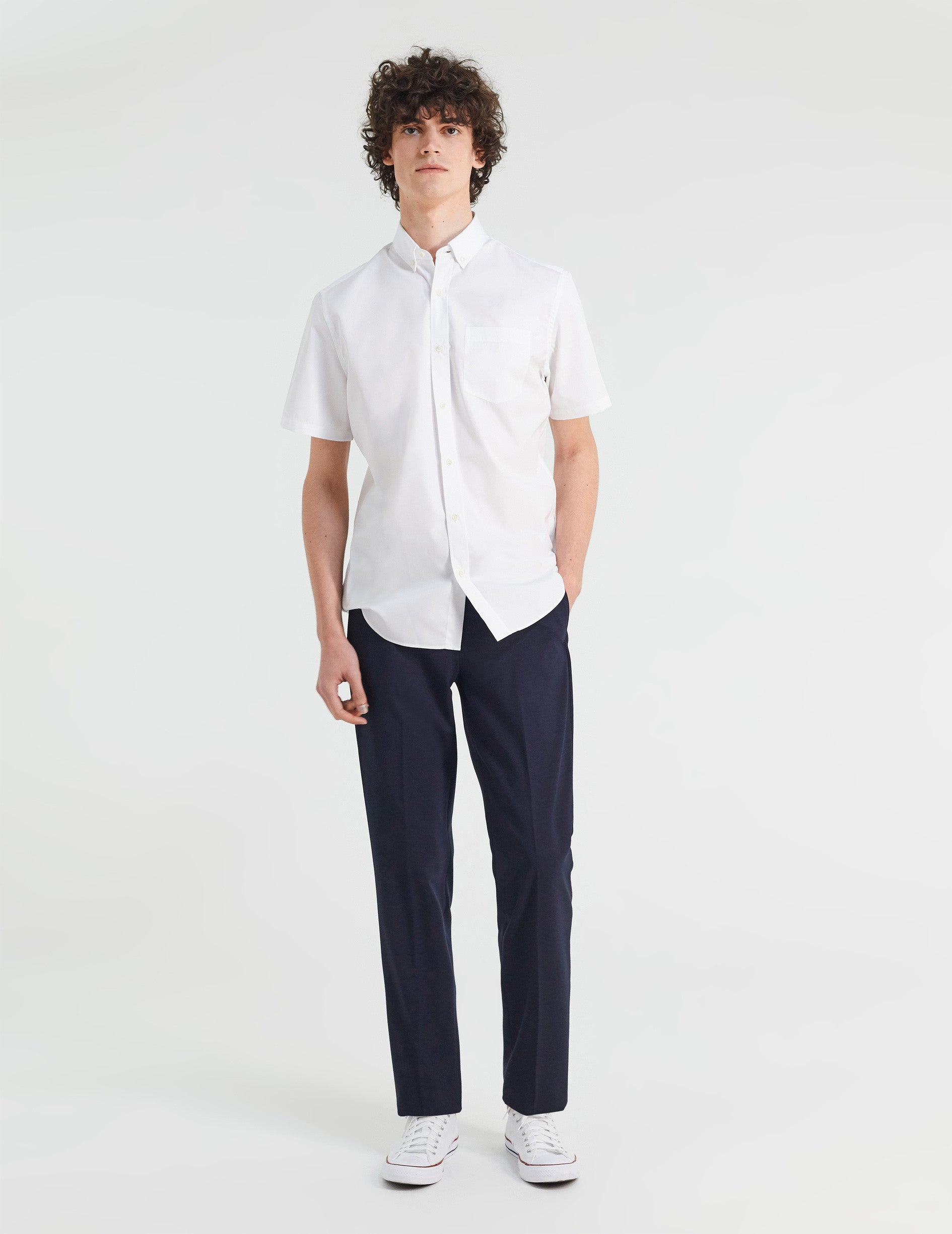 Classic white short sleeve shirt - Poplin - American Collar