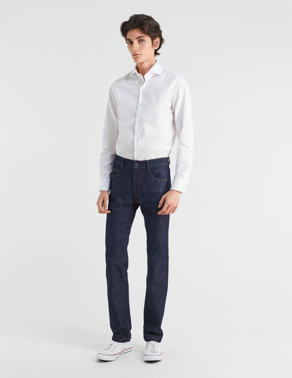Fitted white easy-iron shirt