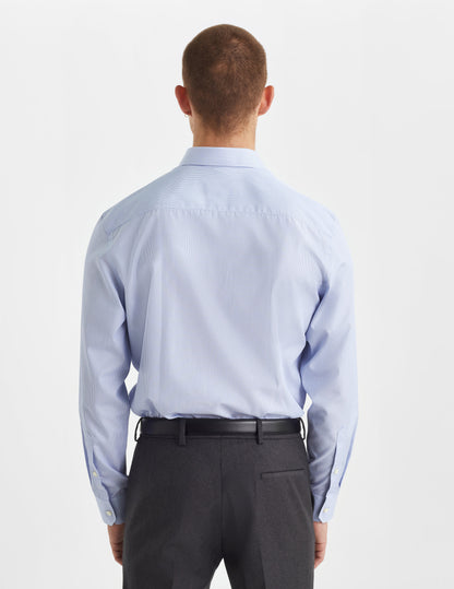 Semi-fitted blue striped shirt