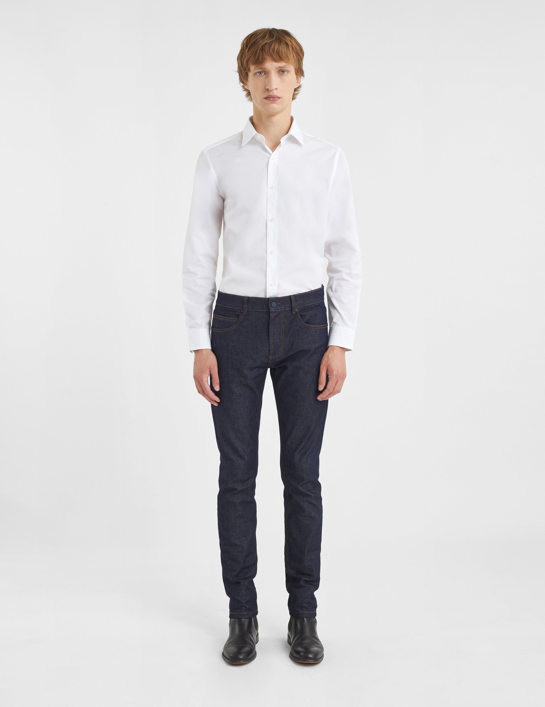 Semi-fitted white Prestige shirt - Poplin - Figaret Collar