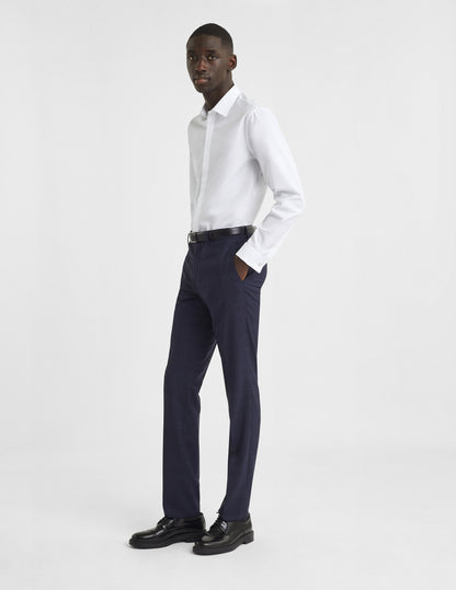 Semi-fitted white hidden buttons placket shirt