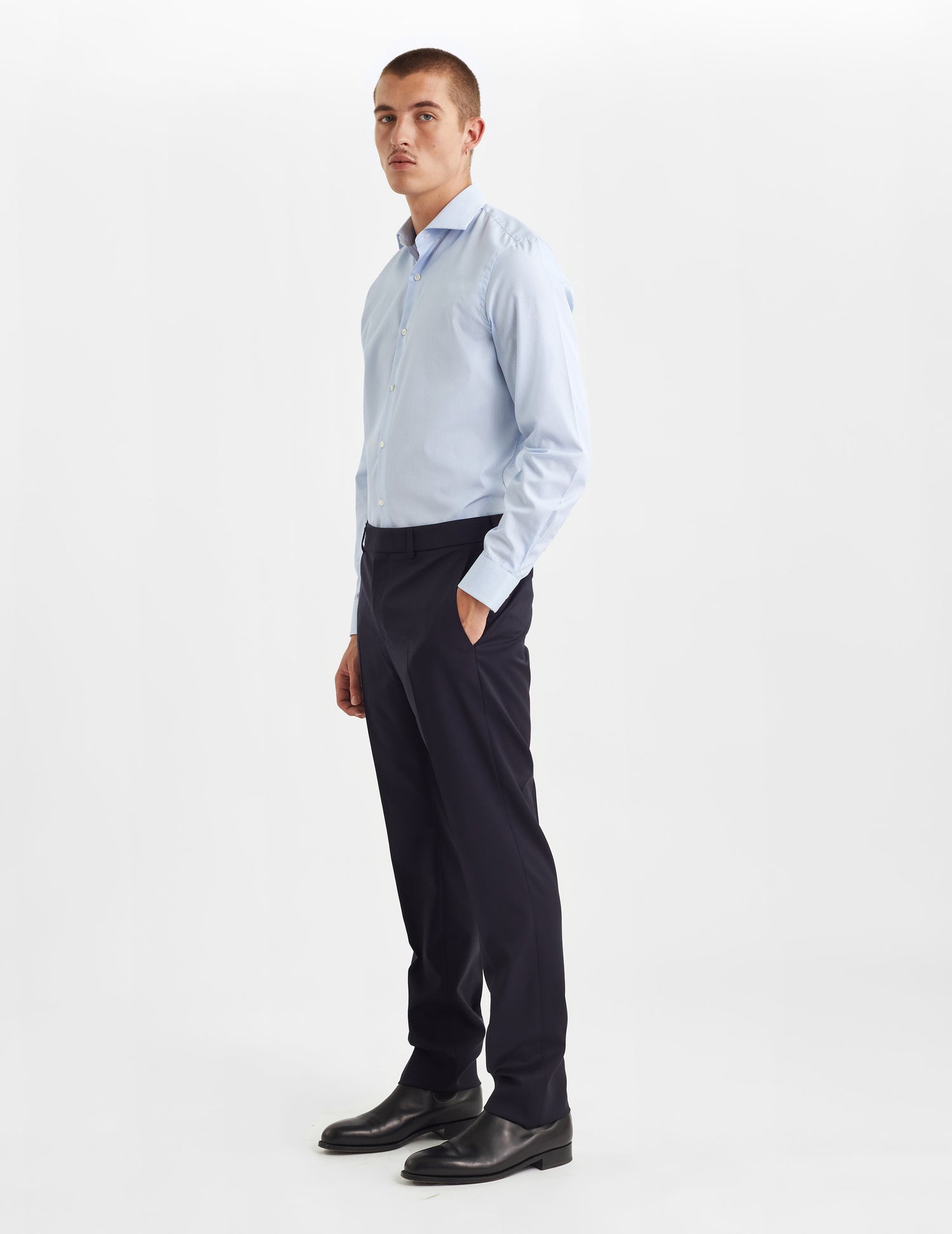Fitted blue striped shirt - Poplin - Italian Collar#5